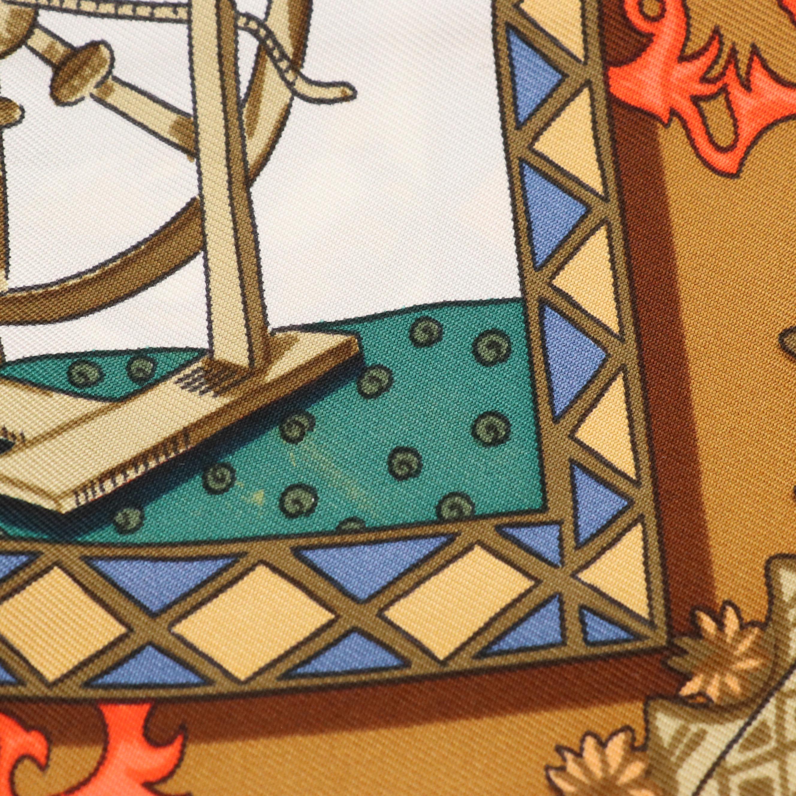 Hermès "Le Tarot" Scarf 90 in Silk Twill