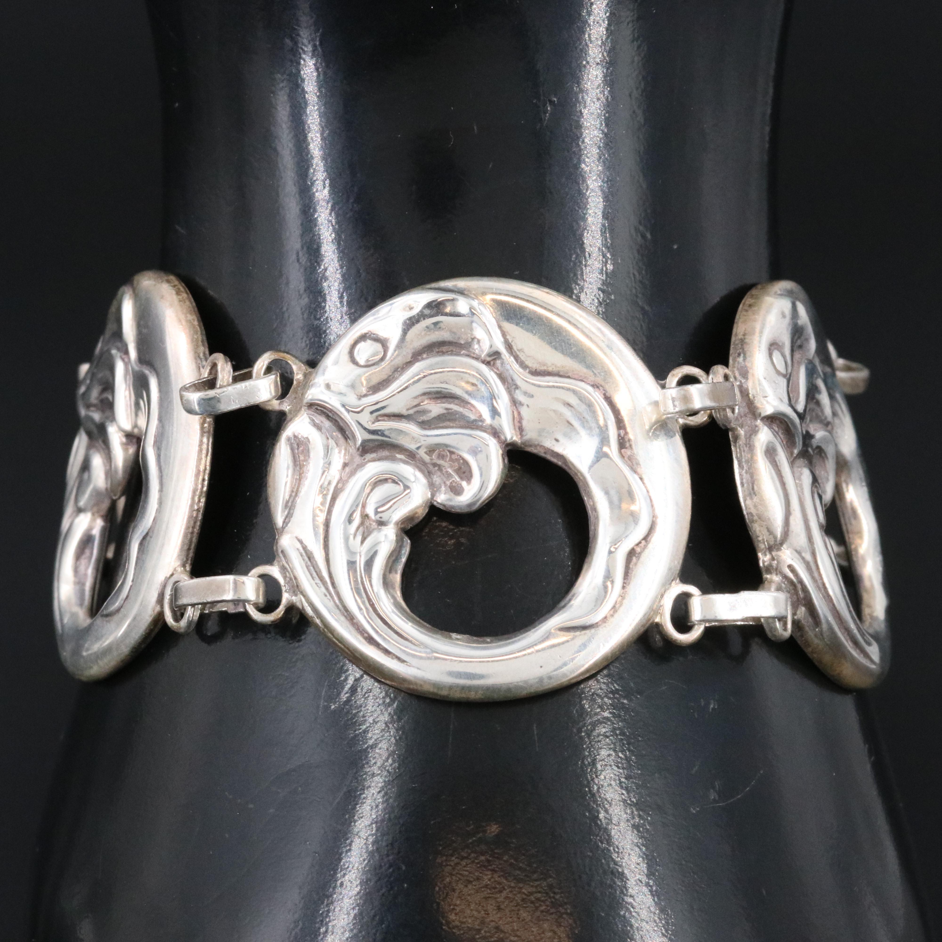 Vintage Norseland by Coro Sterling Fish Link Bracelet