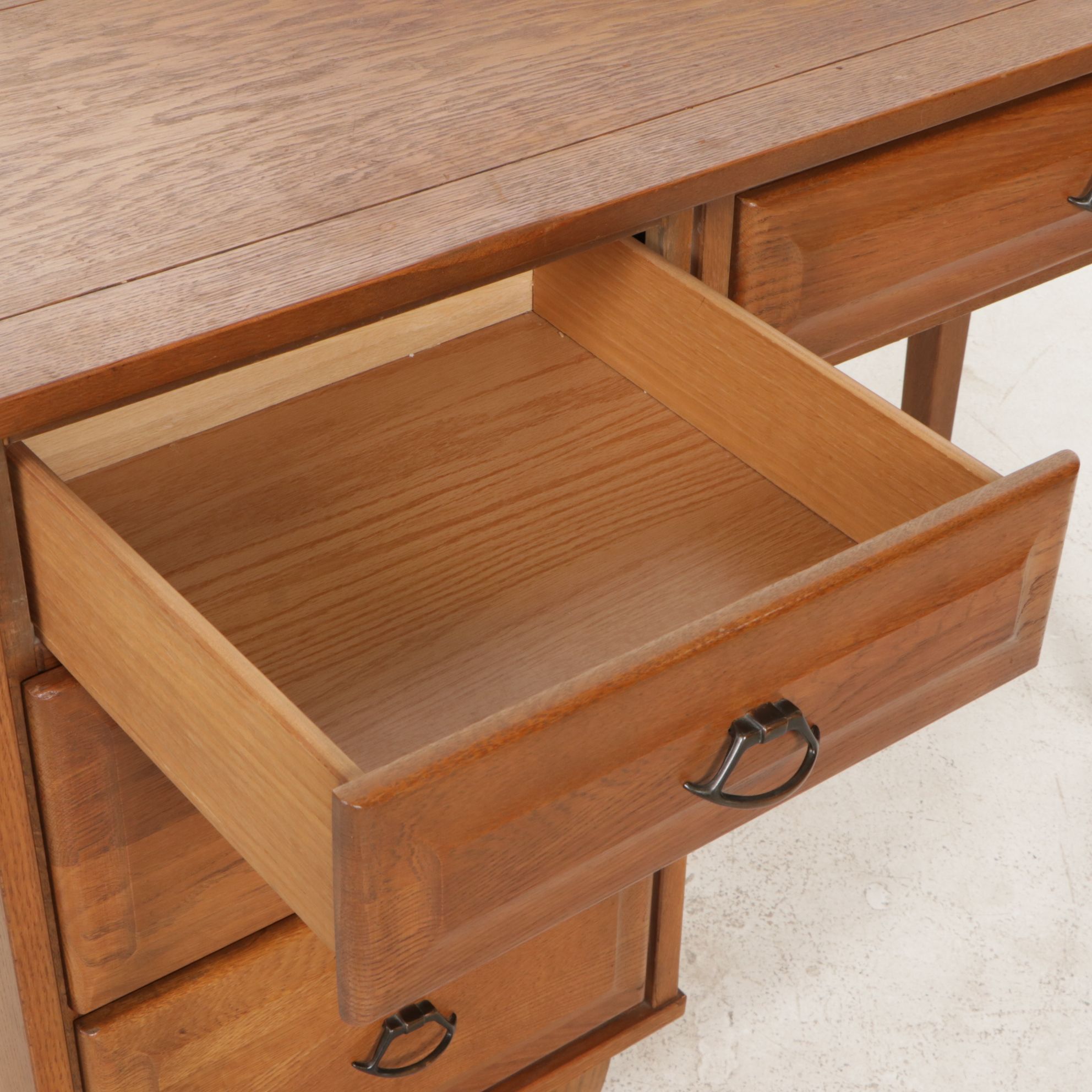 Oak Dresser Desk and Chair, Mid to Late 20th Century