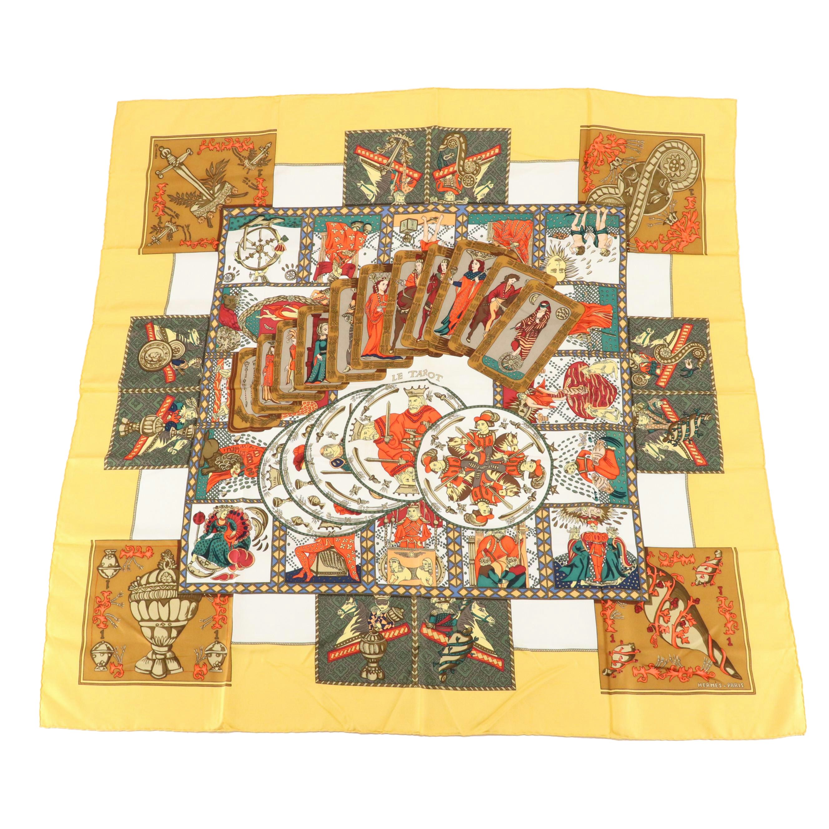 Hermès "Le Tarot" Scarf 90 in Silk Twill