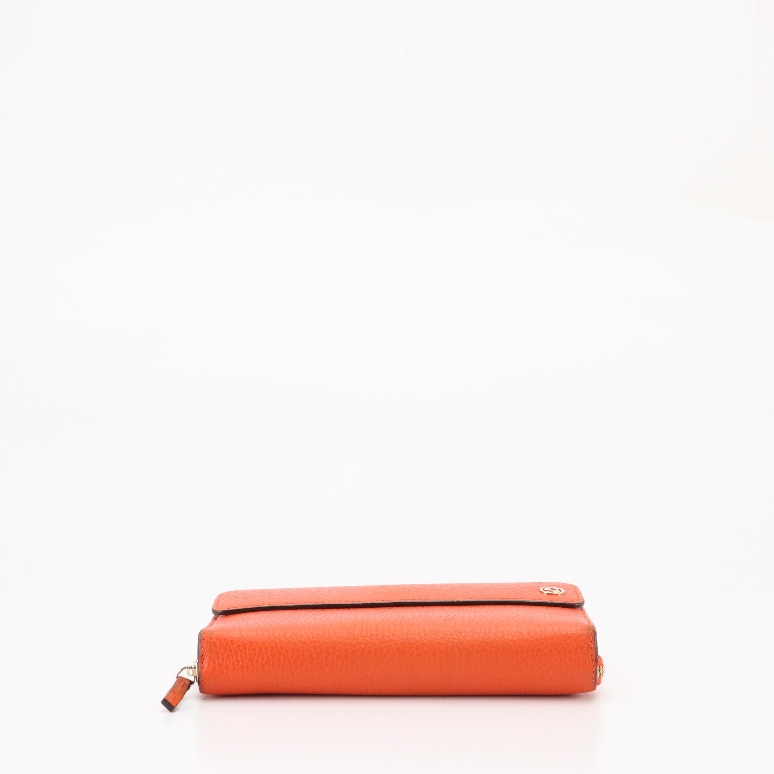 Gucci Continental GG Flap Wallet in Orange Calfskin Leather, With Box