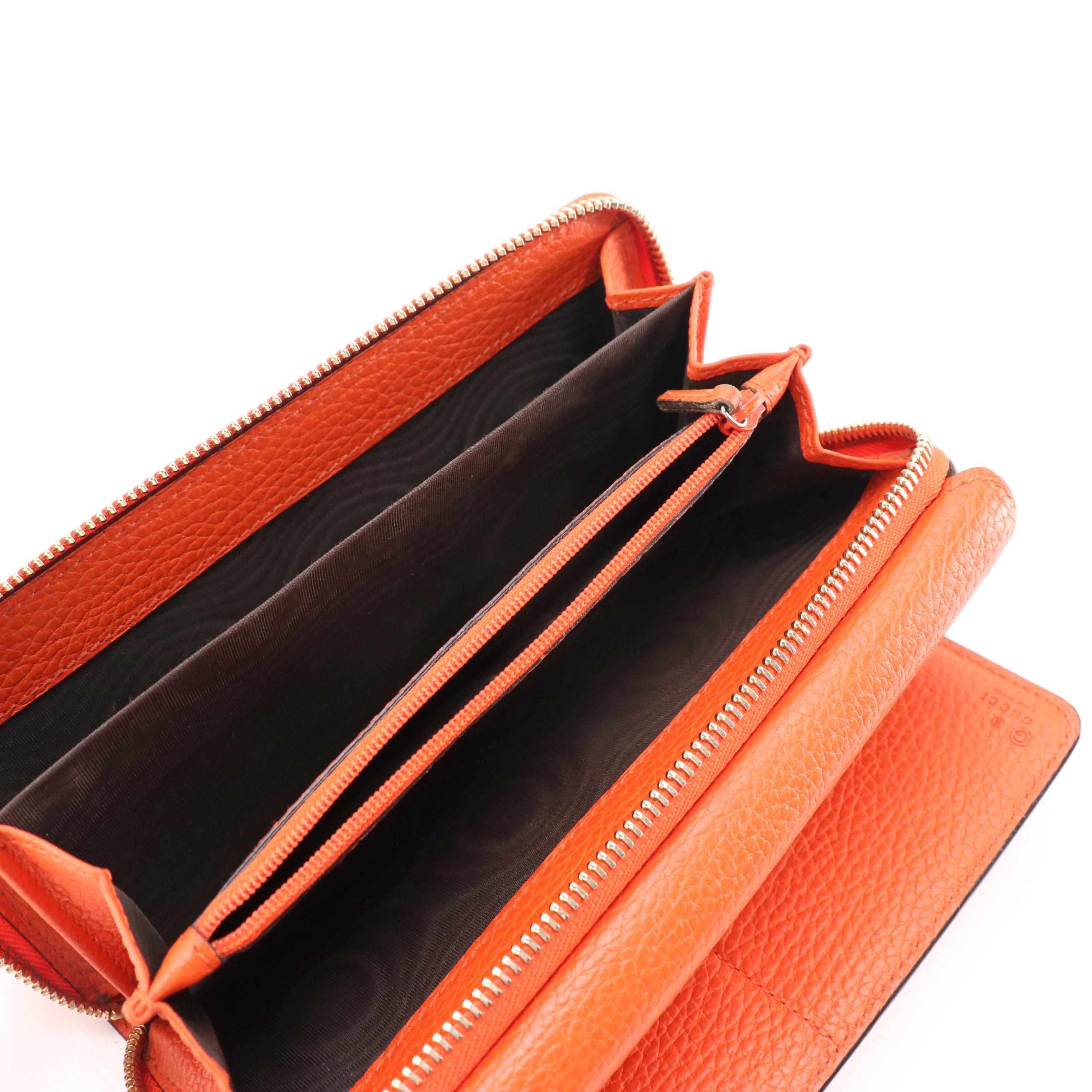 Gucci Continental GG Flap Wallet in Orange Calfskin Leather, With Box