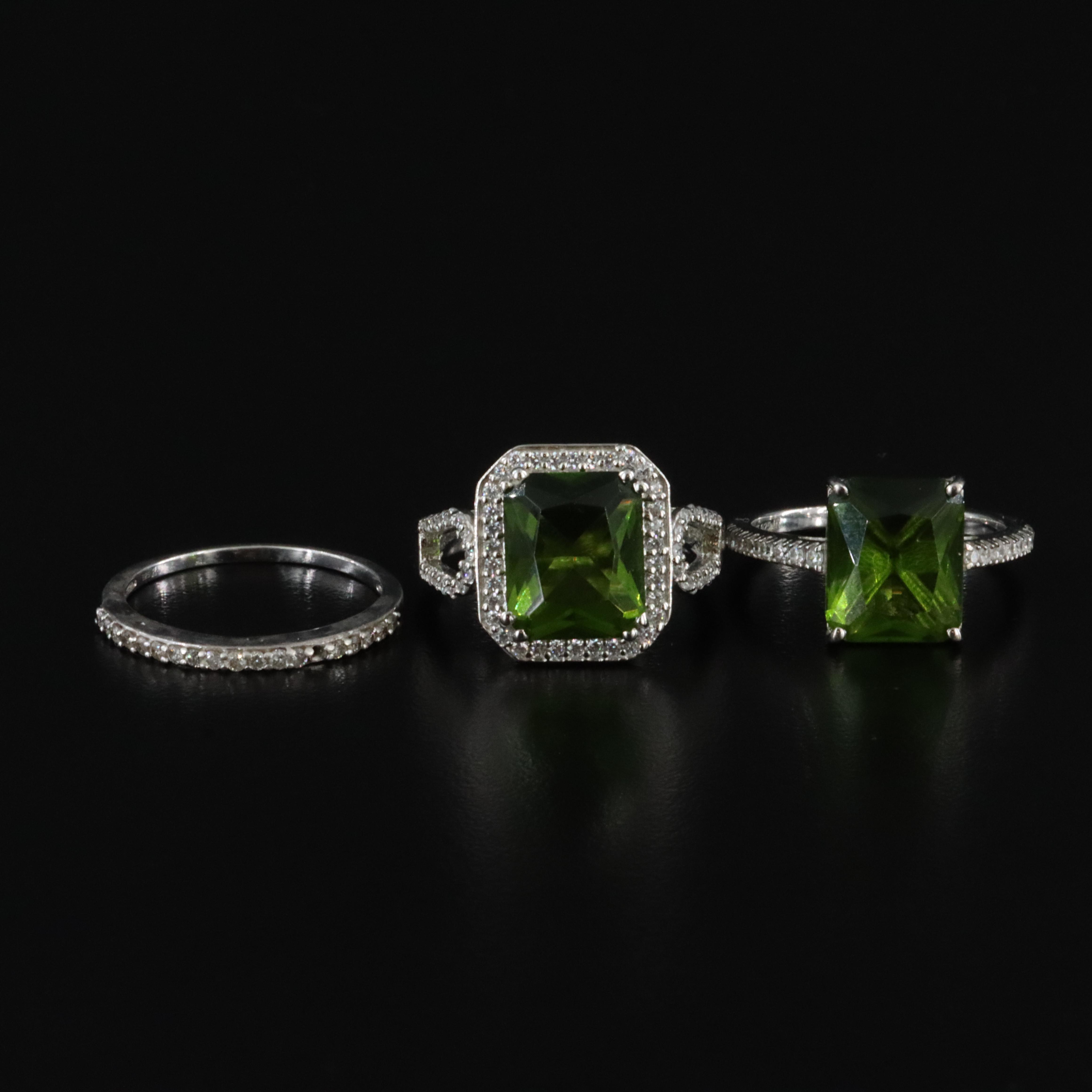 Sterling Rings with Diamonds and Crystal