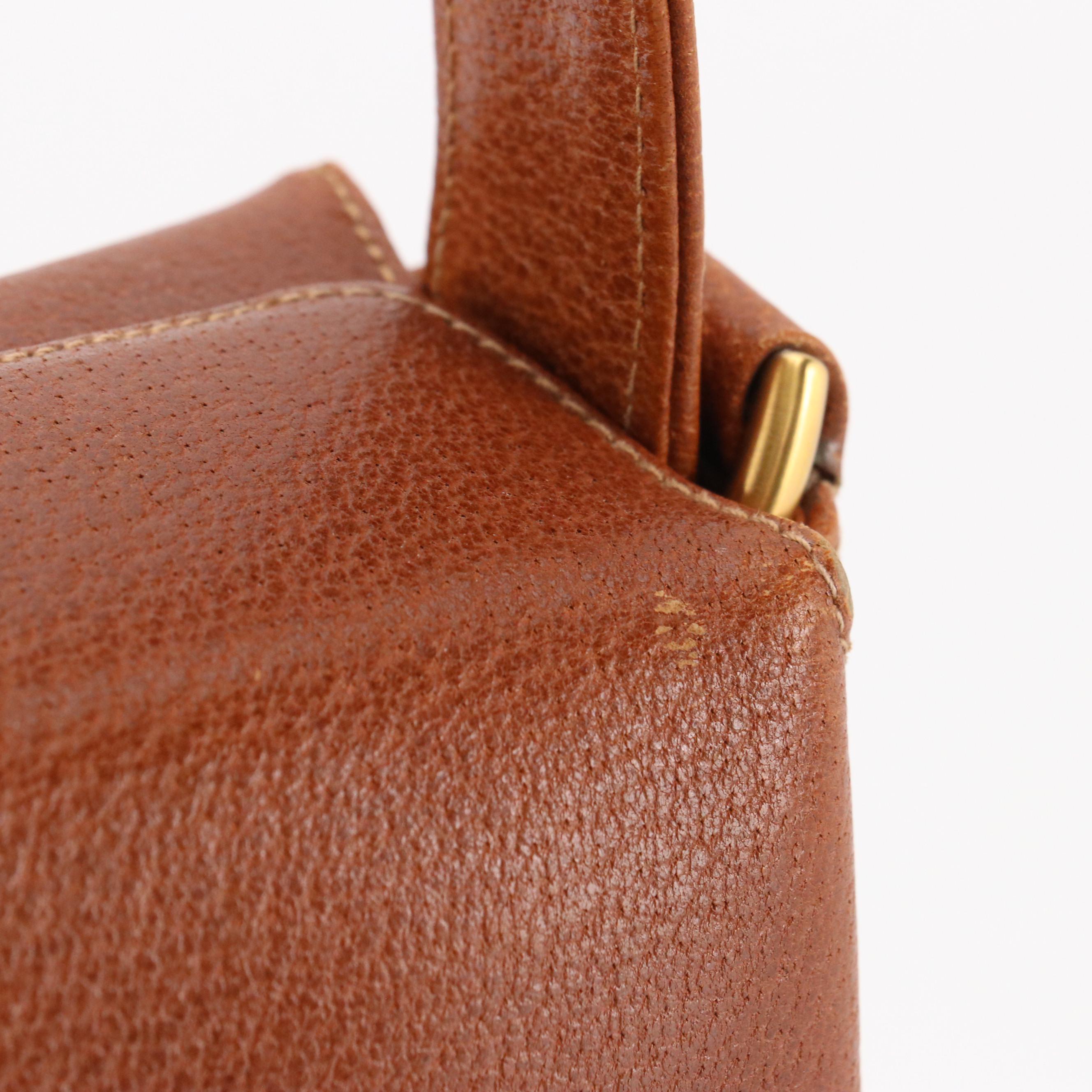 Gucci Top Handle Turnlock Handbag in Brown Cinghiale Leather