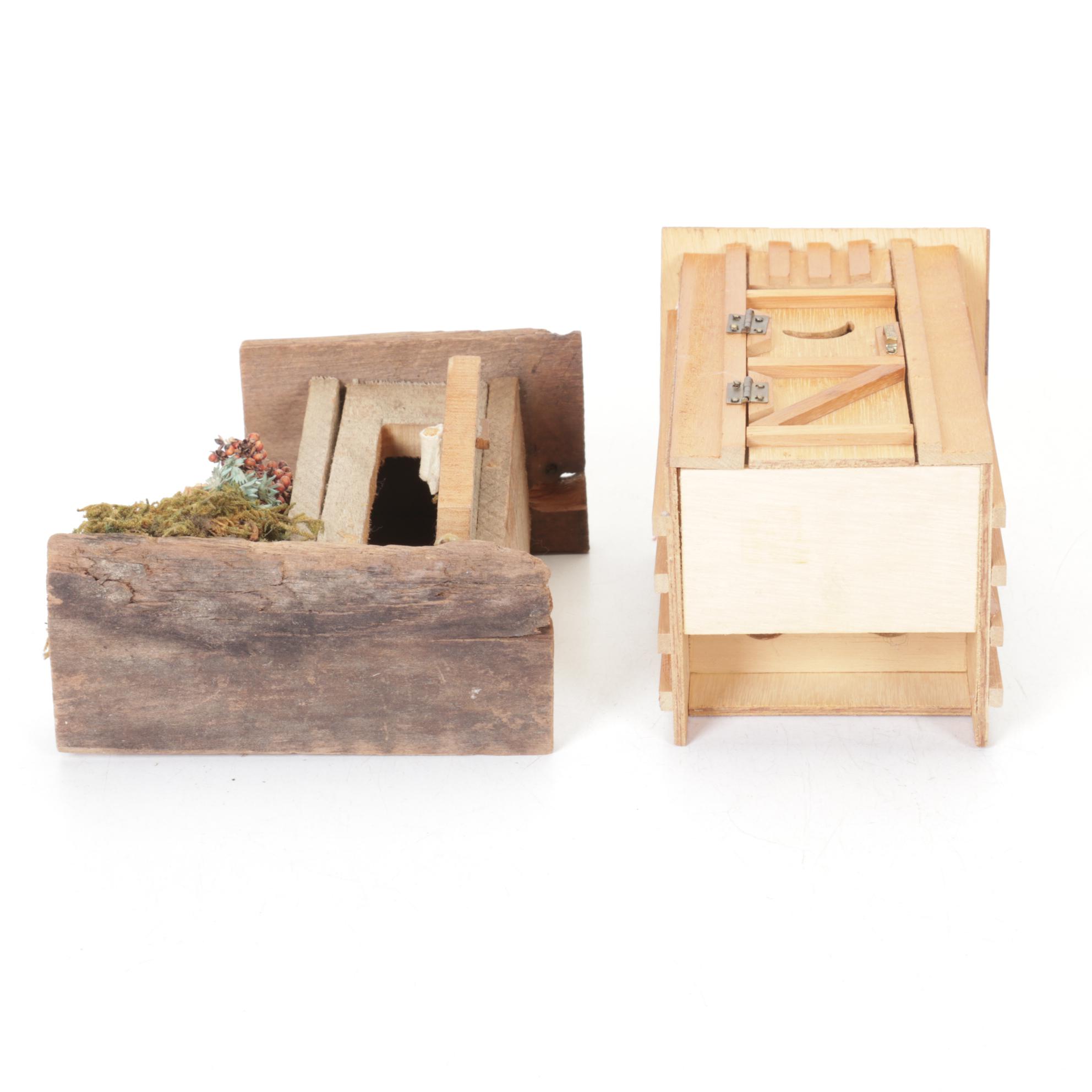 Outhouse Hand-Painted Bottle Fairy Light Lamp with Wood, Ceramic and More Decor