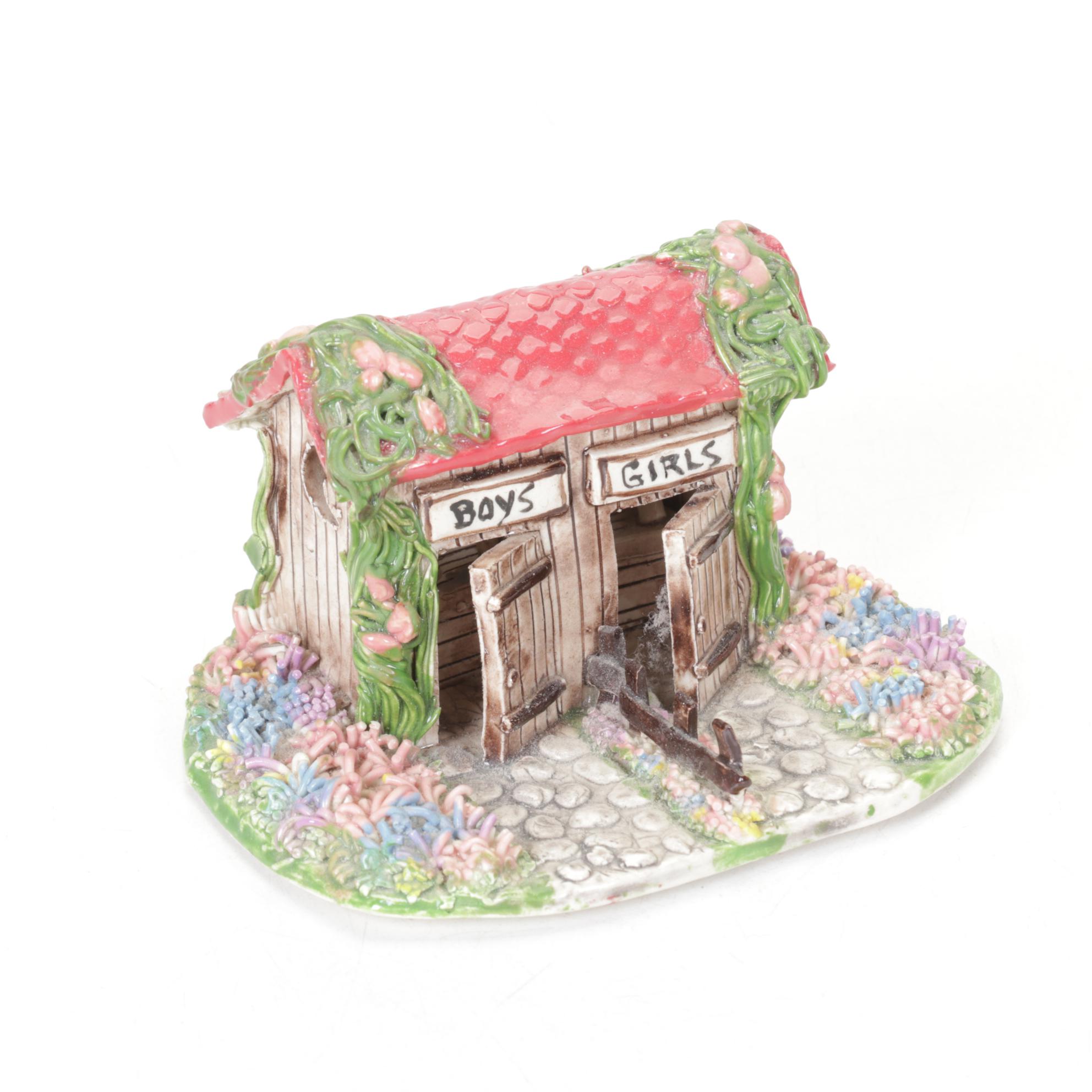 Outhouse Hand-Painted Bottle Fairy Light Lamp with Wood, Ceramic and More Decor