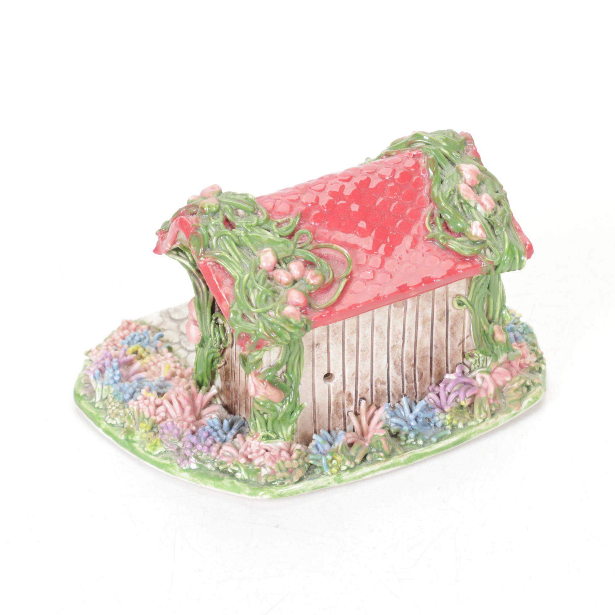 Outhouse Hand-Painted Bottle Fairy Light Lamp with Wood, Ceramic and More Decor