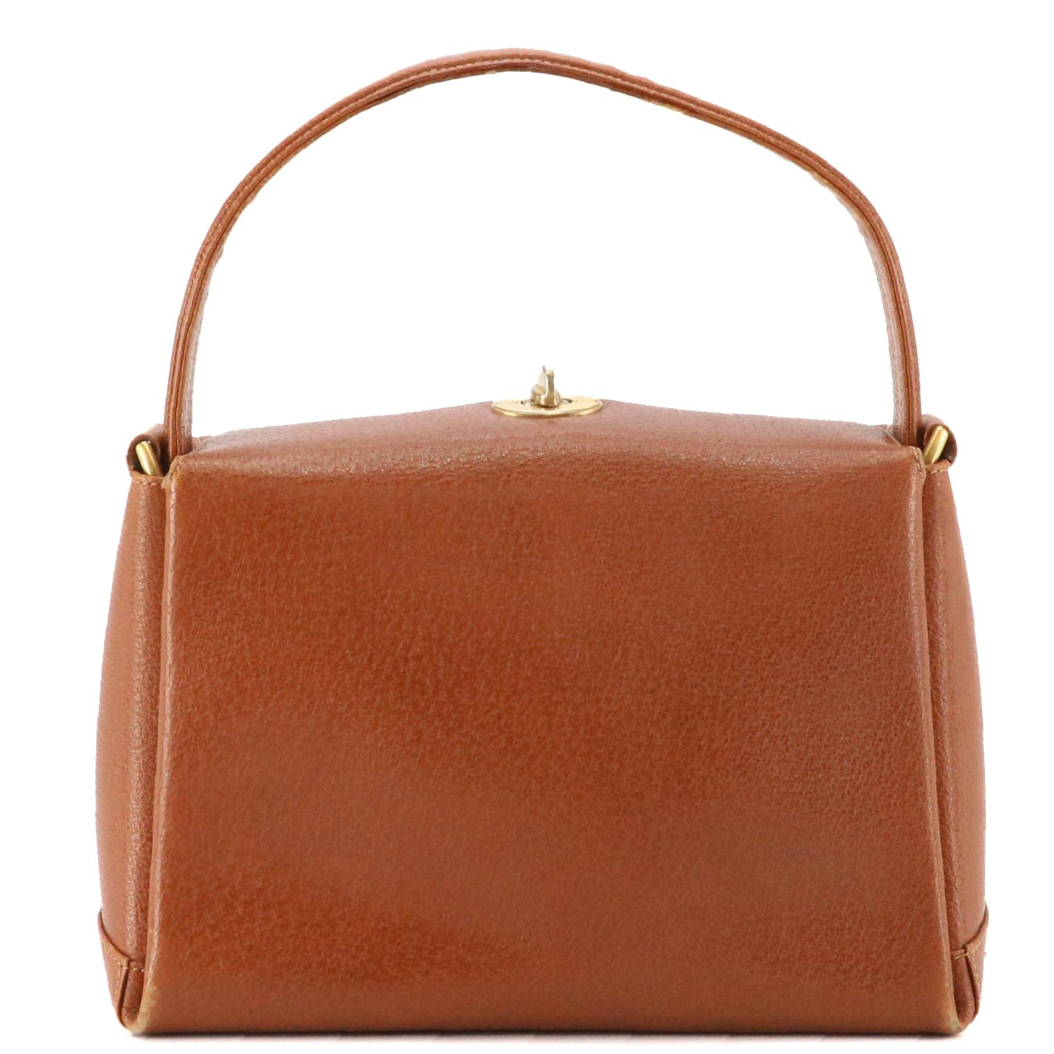Gucci Top Handle Turnlock Handbag in Brown Cinghiale Leather