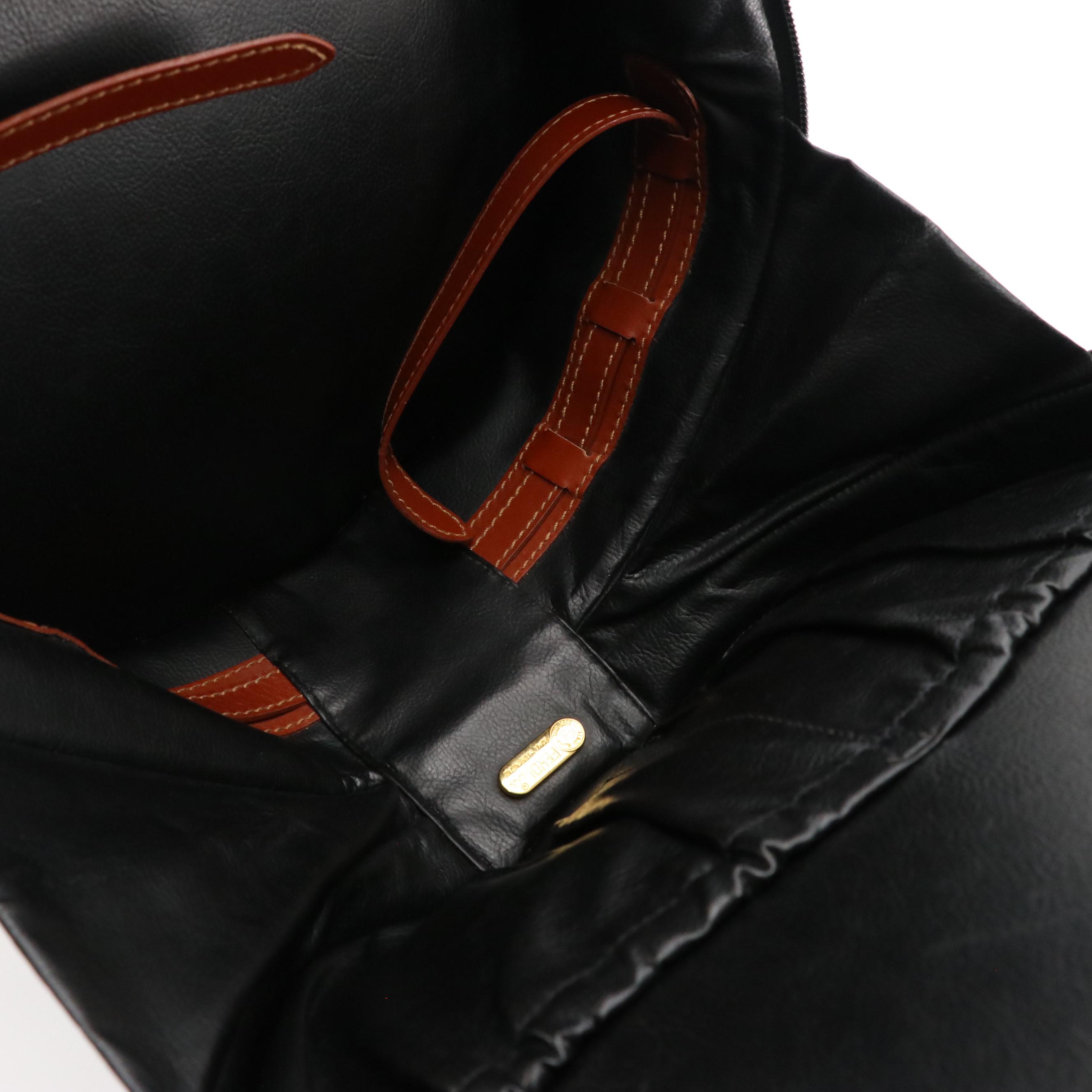 Fendi Vintage Large Round Travel Vanity Case in Checkered Canvas & Leather Trim