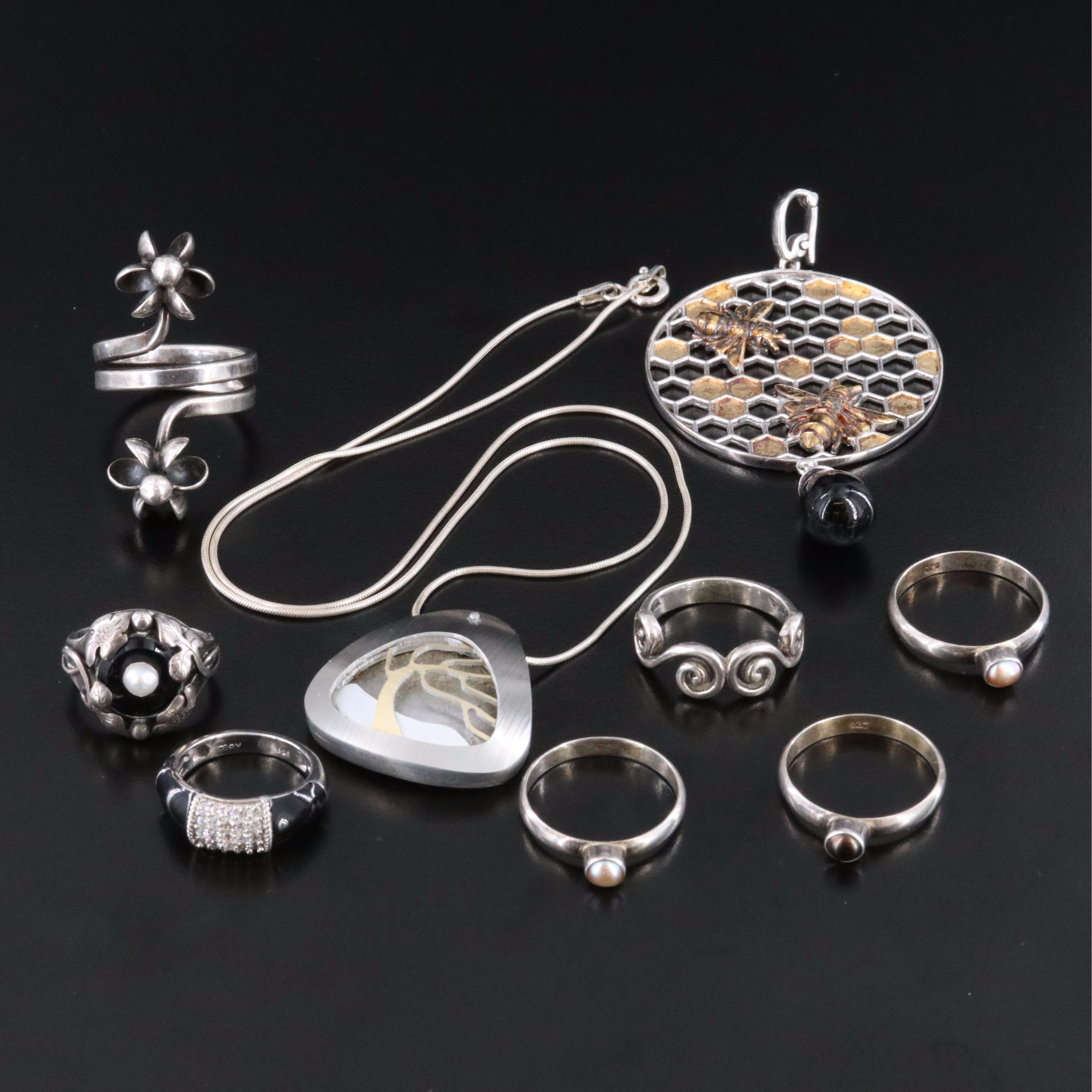 Sterling Jewelry Group Including Gemstones and Scandinavian