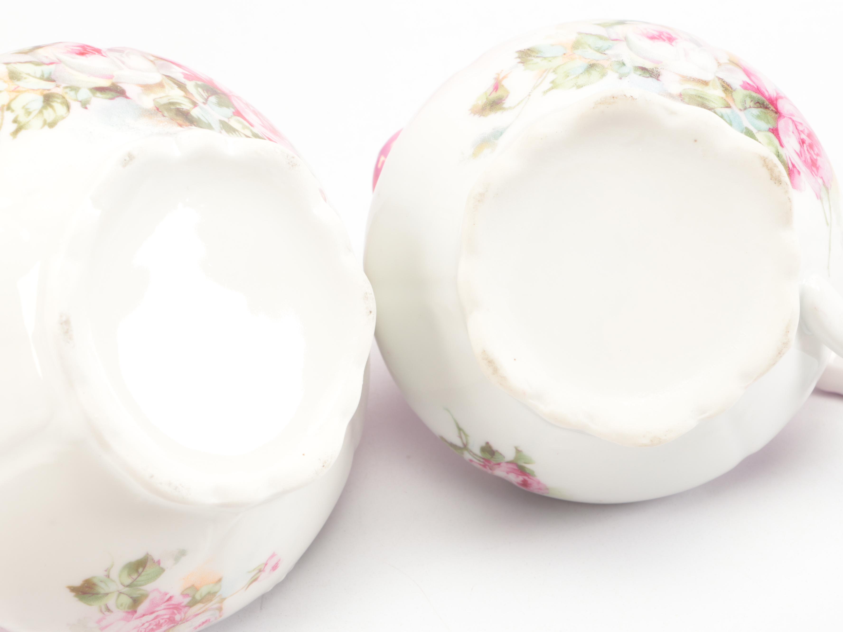 Victorian Pink Ceramic Biscuit Barrel with Other Tableware