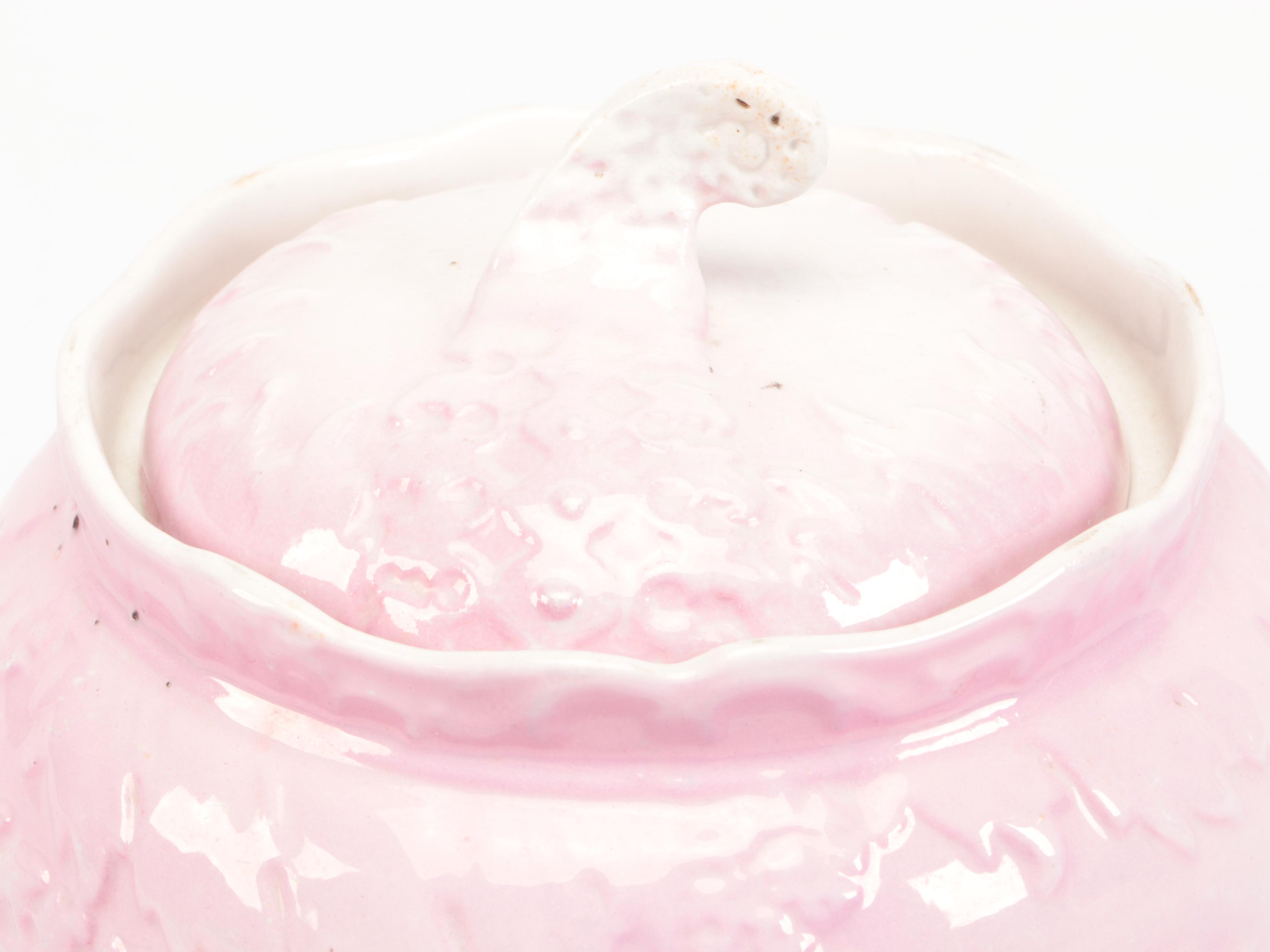 Victorian Pink Ceramic Biscuit Barrel with Other Tableware