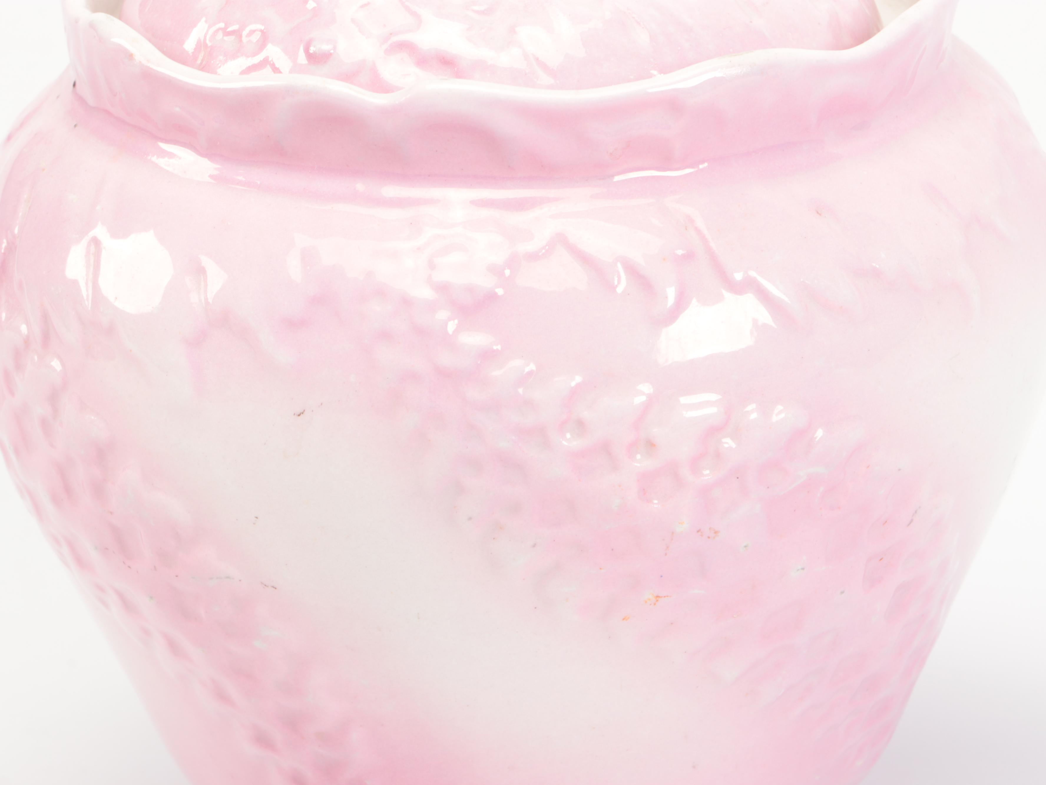 Victorian Pink Ceramic Biscuit Barrel with Other Tableware