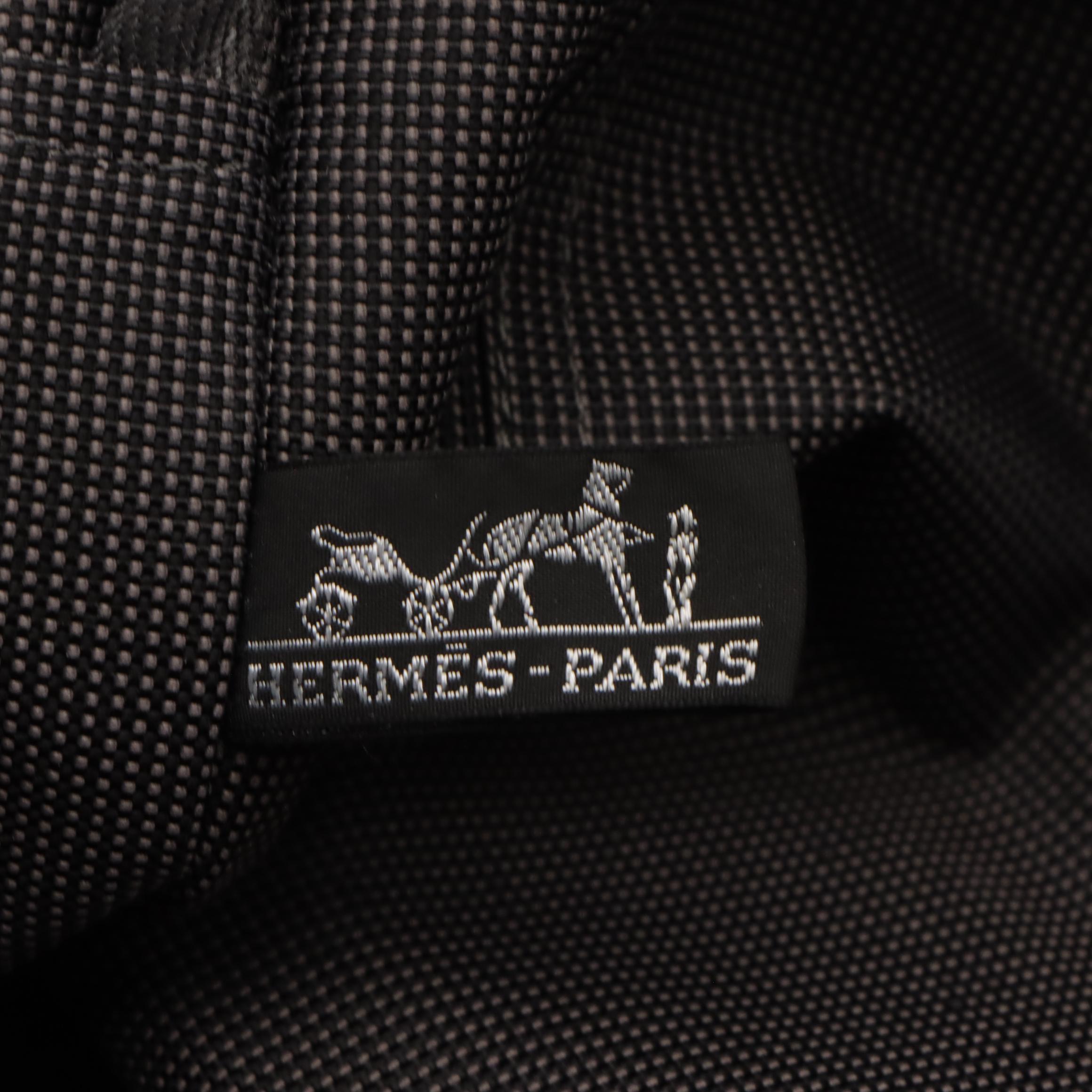 Hermès Herline Fourre-Tout MM Zip Tote in Grey and Black Nylon Canvas