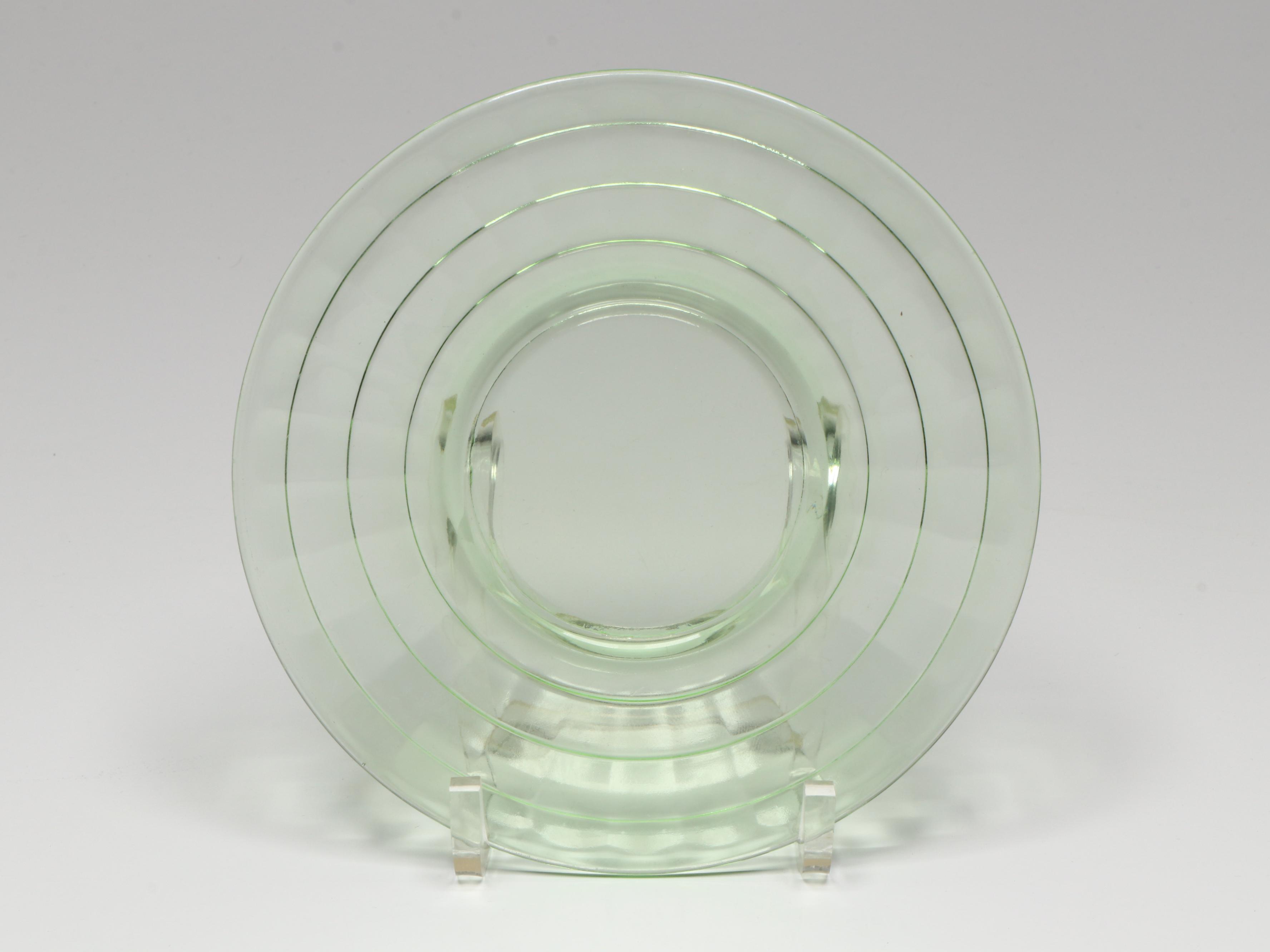 Uranium Glass Vanity Set with Candlesticks and More, 20th Century