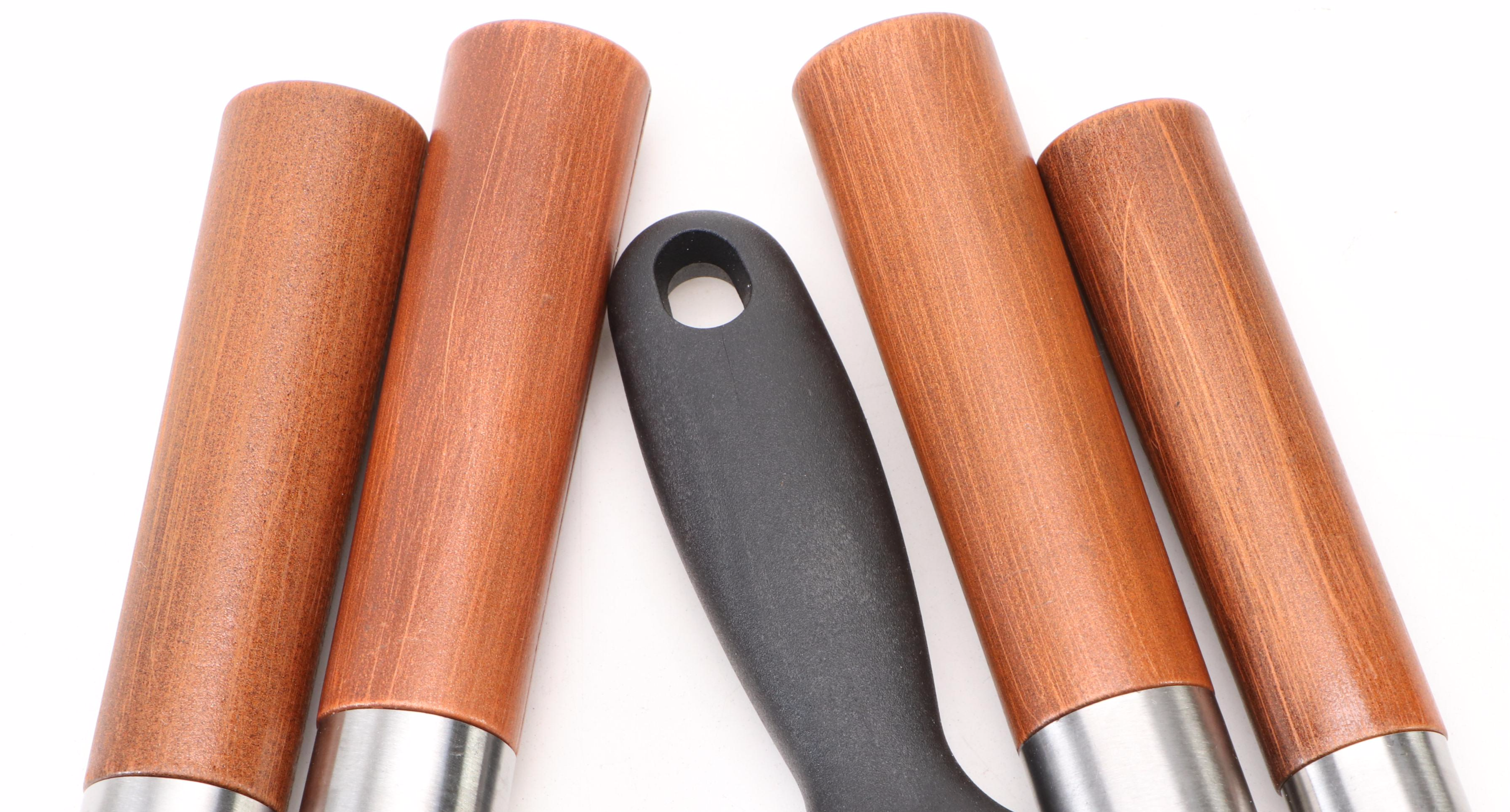 Japanese Style Etched Stainless Steel Chef's Knife Set in Canvas Roll