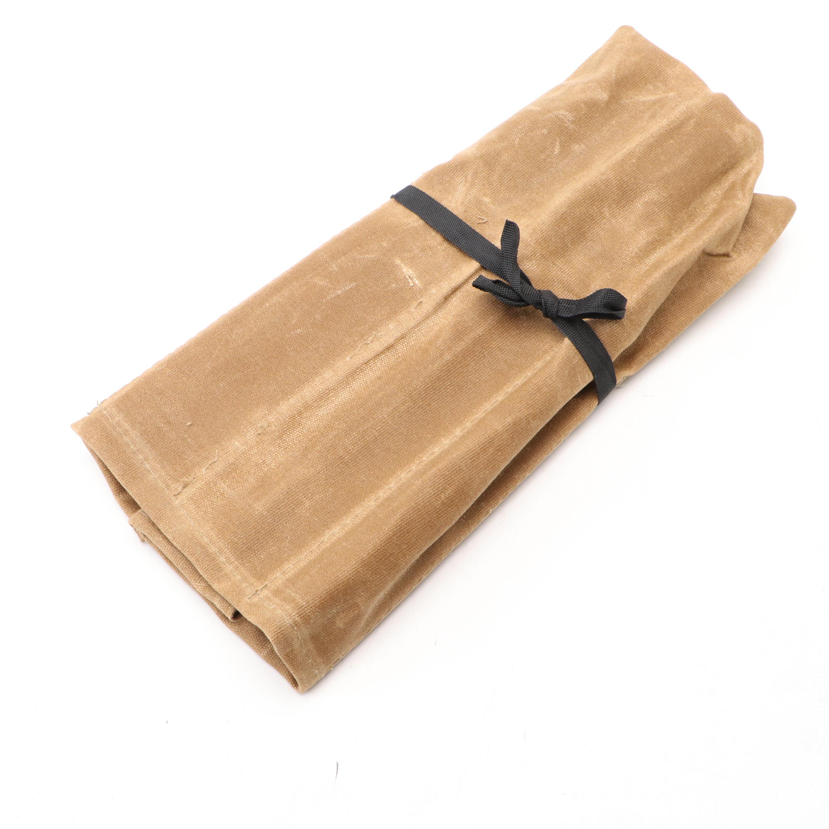 Japanese Style Etched Stainless Steel Chef's Knife Set in Canvas Roll