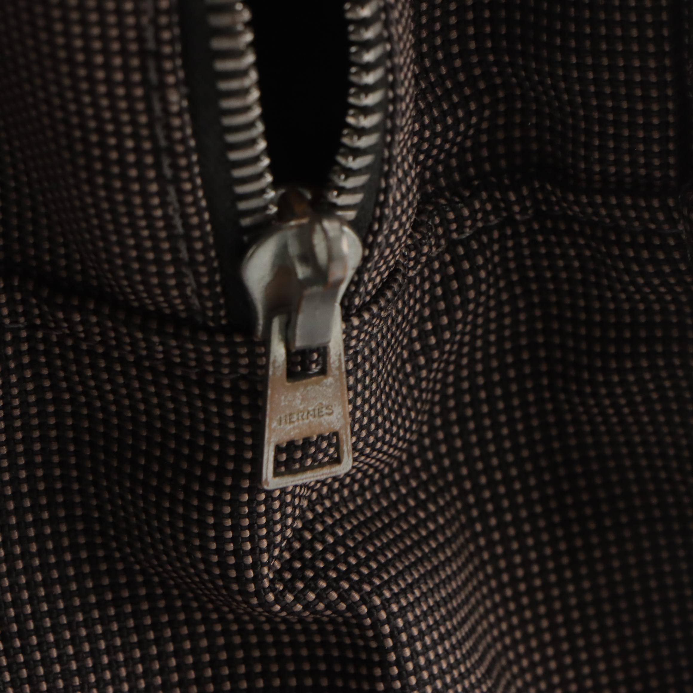 Hermès Herline Fourre-Tout GM Zip Tote in Grey and Black Nylon Canvas