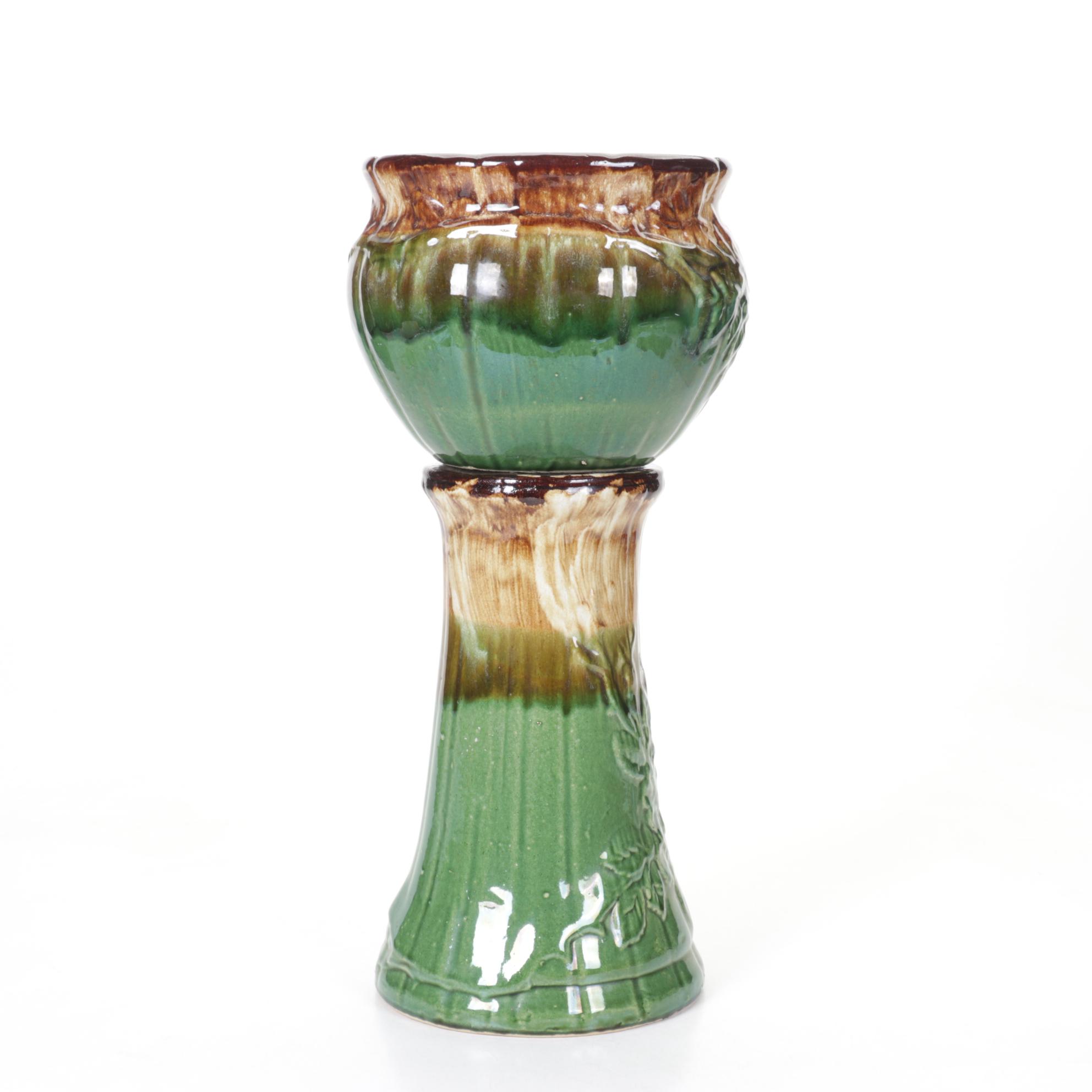 American Art Pottery Jardiniere and Pedestal, Early to Mid-20th Century