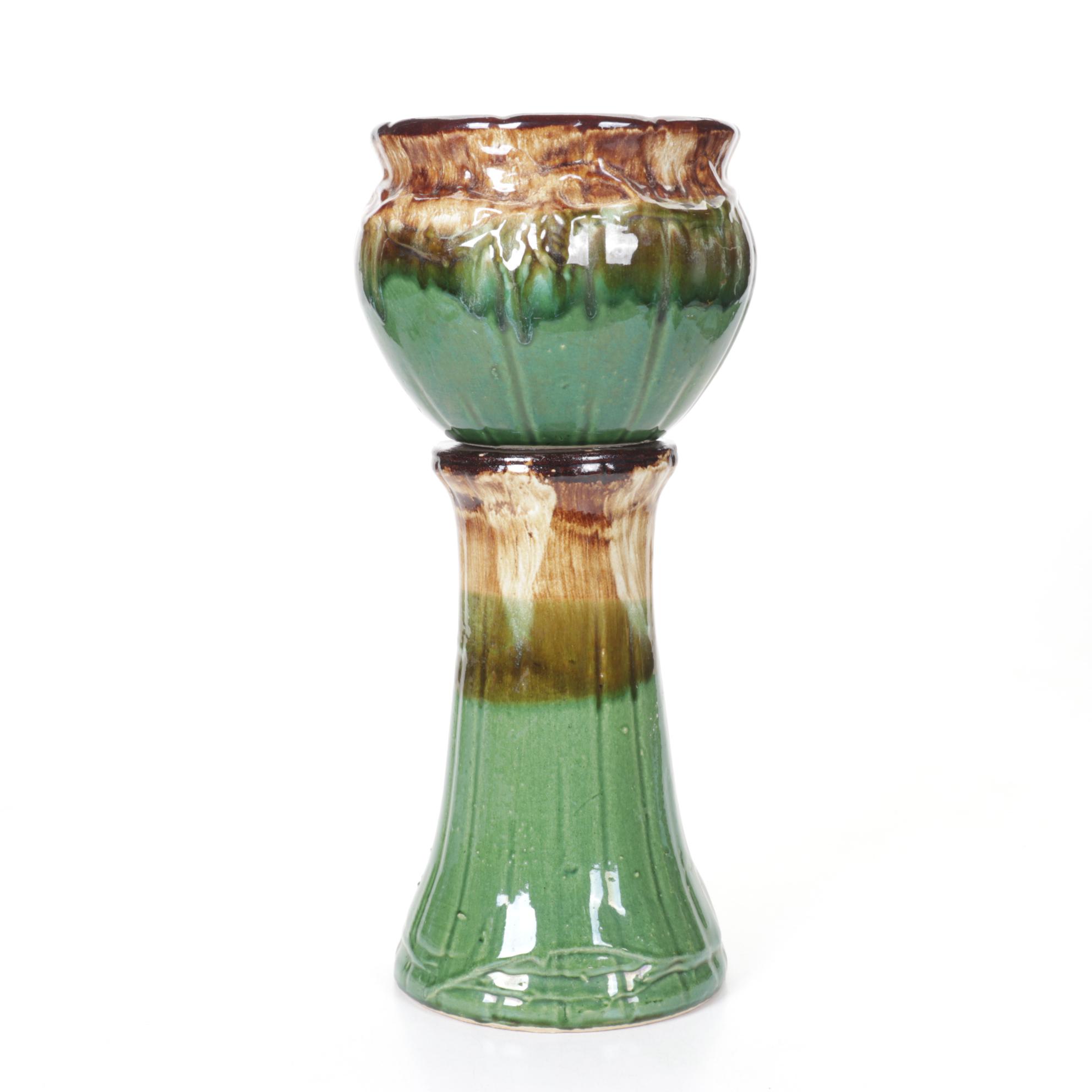 American Art Pottery Jardiniere and Pedestal, Early to Mid-20th Century