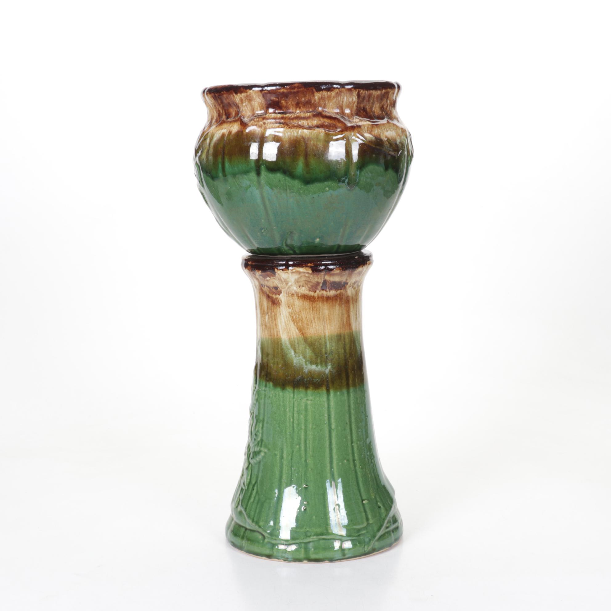 American Art Pottery Jardiniere and Pedestal, Early to Mid-20th Century