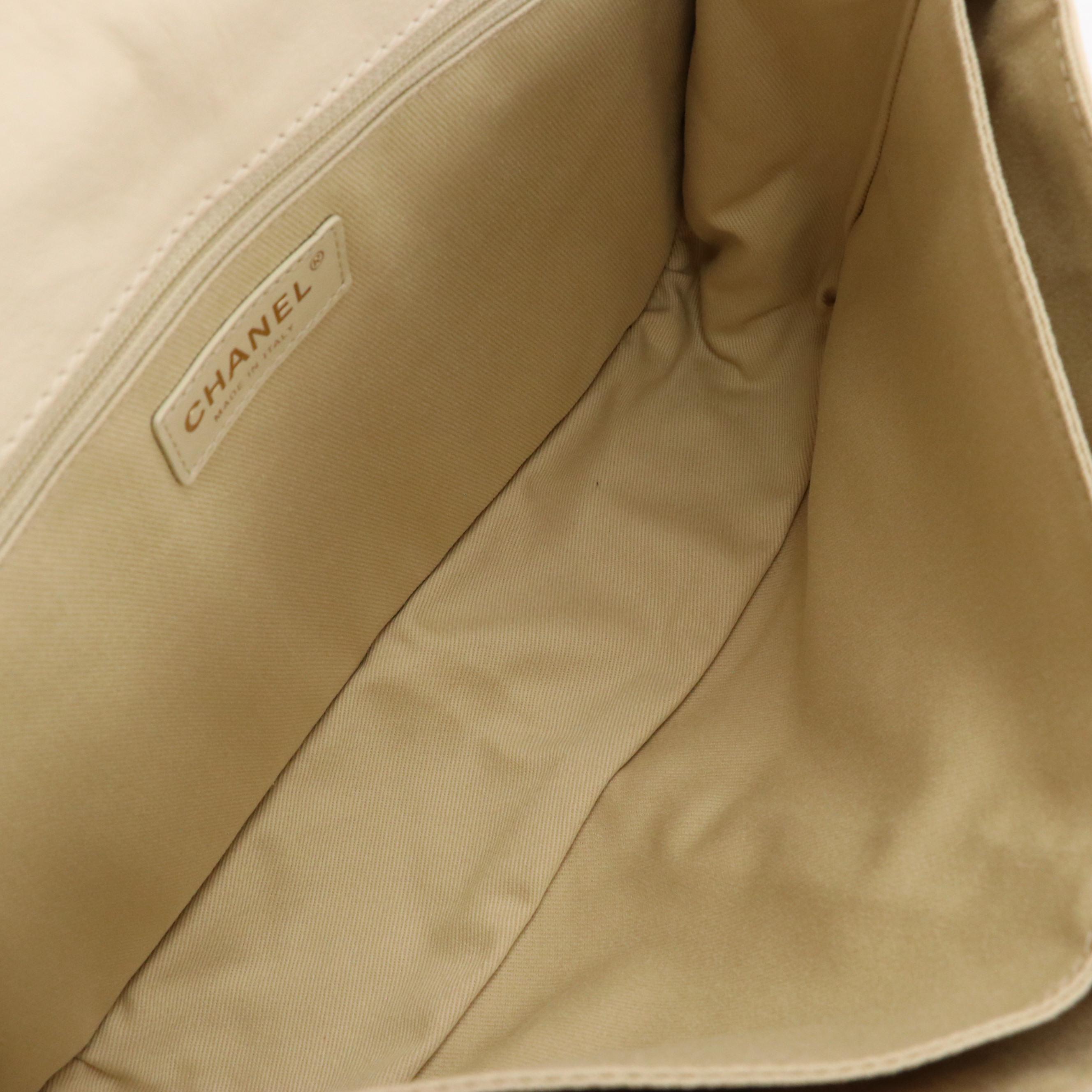 Chanel Double-Pocket Flap Bag in Ivory Quilted Calf Leather