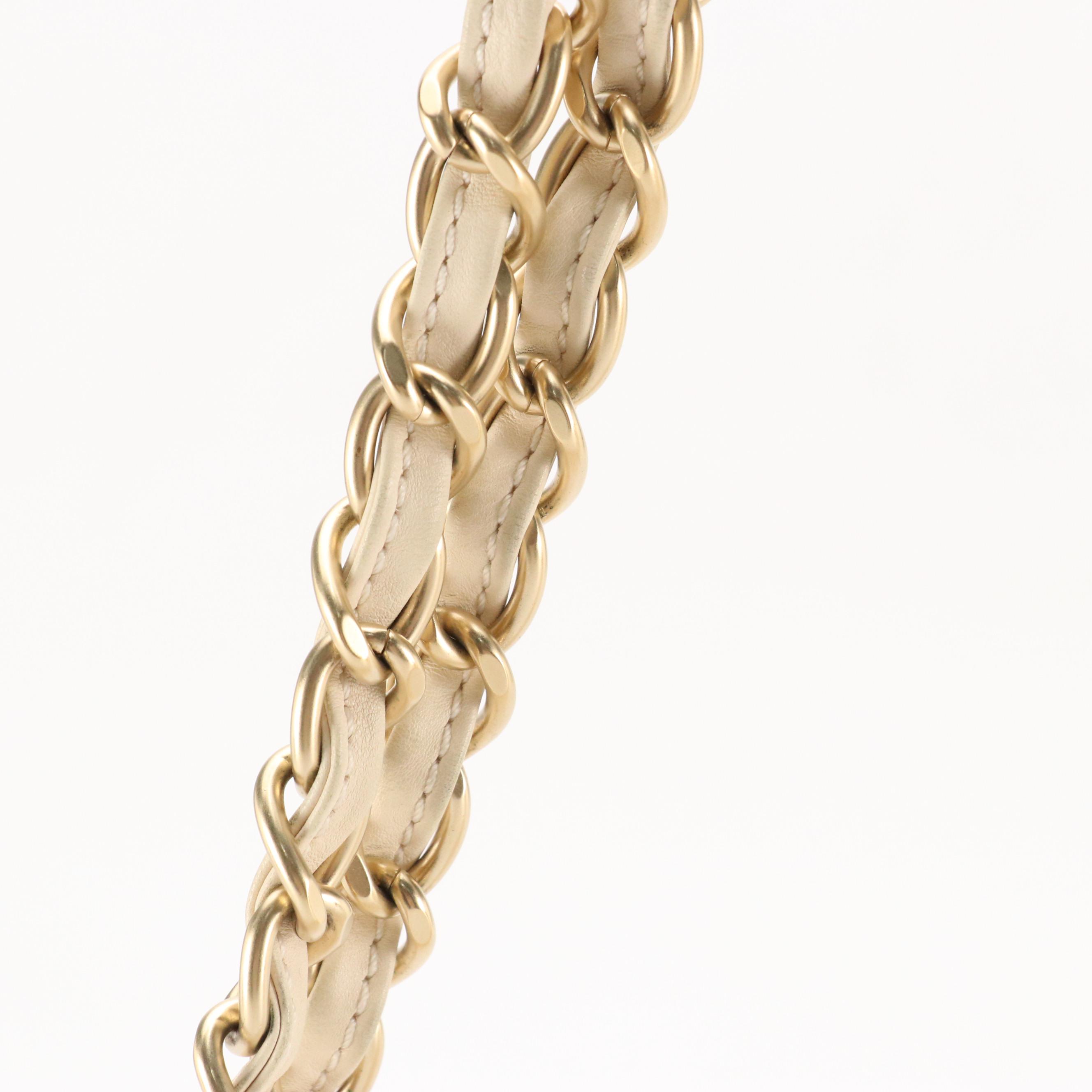 Chanel Double-Pocket Flap Bag in Ivory Quilted Calf Leather