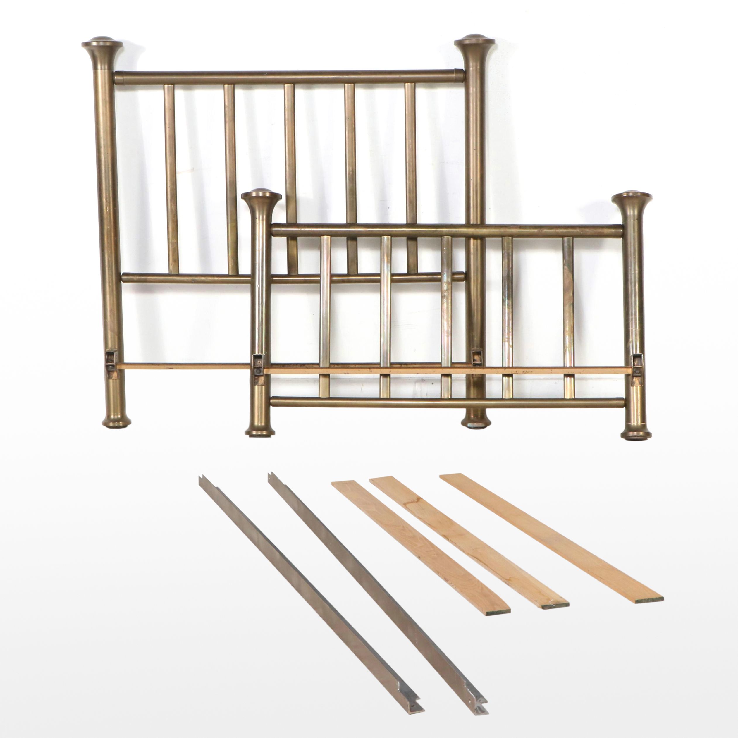 Brass Full Size Headboard and Footboard, Mid to Late 20th Century