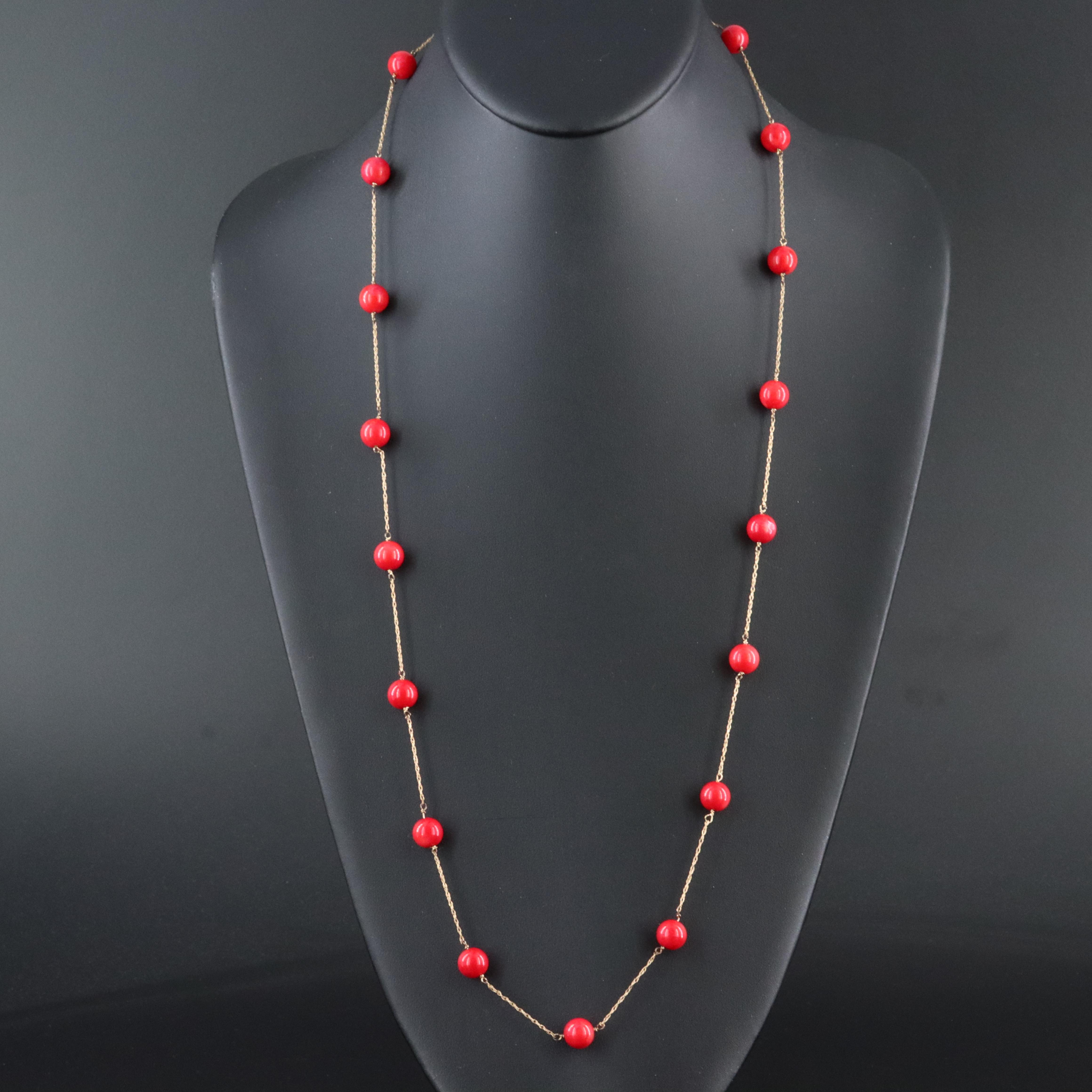 14K Coral Station Necklace