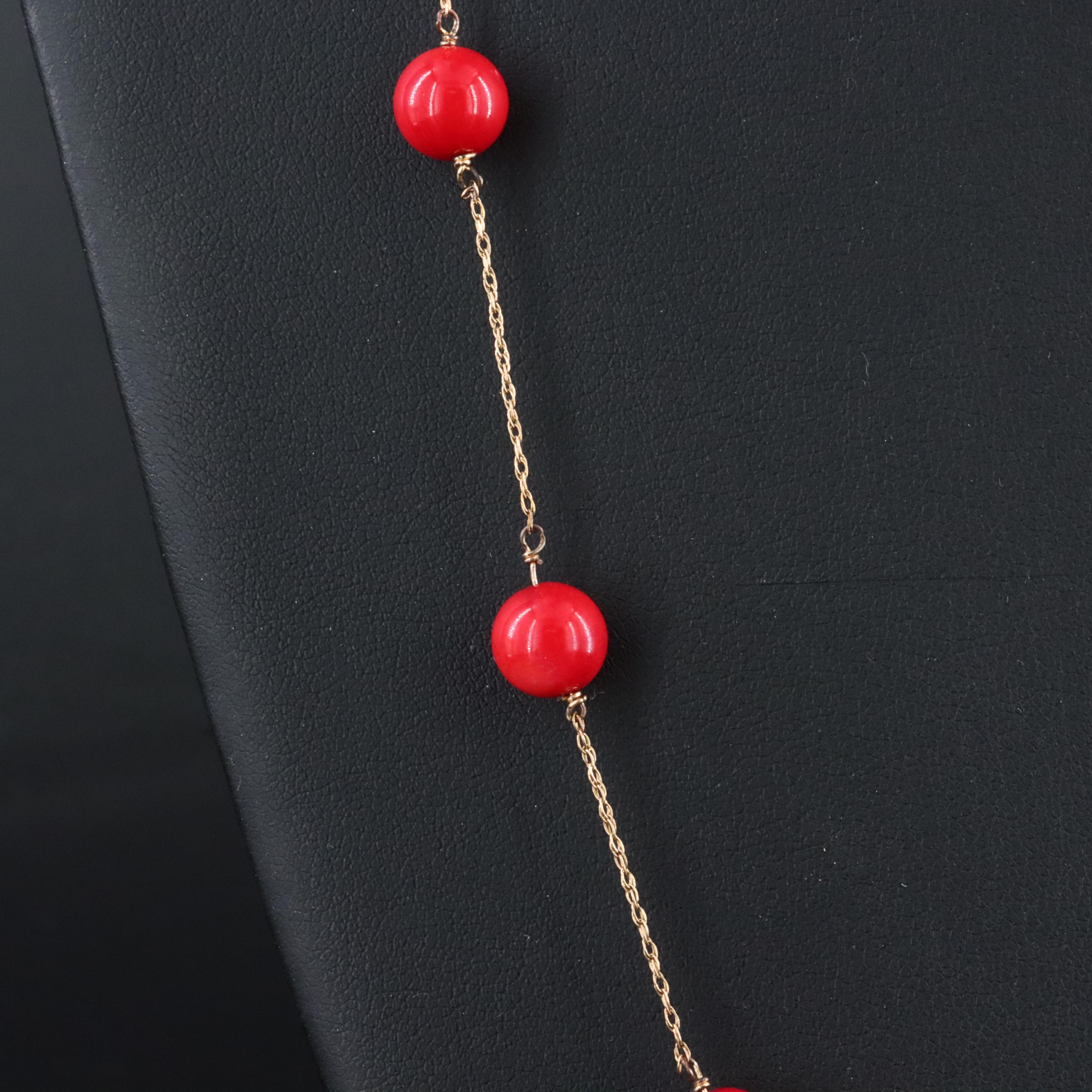 14K Coral Station Necklace
