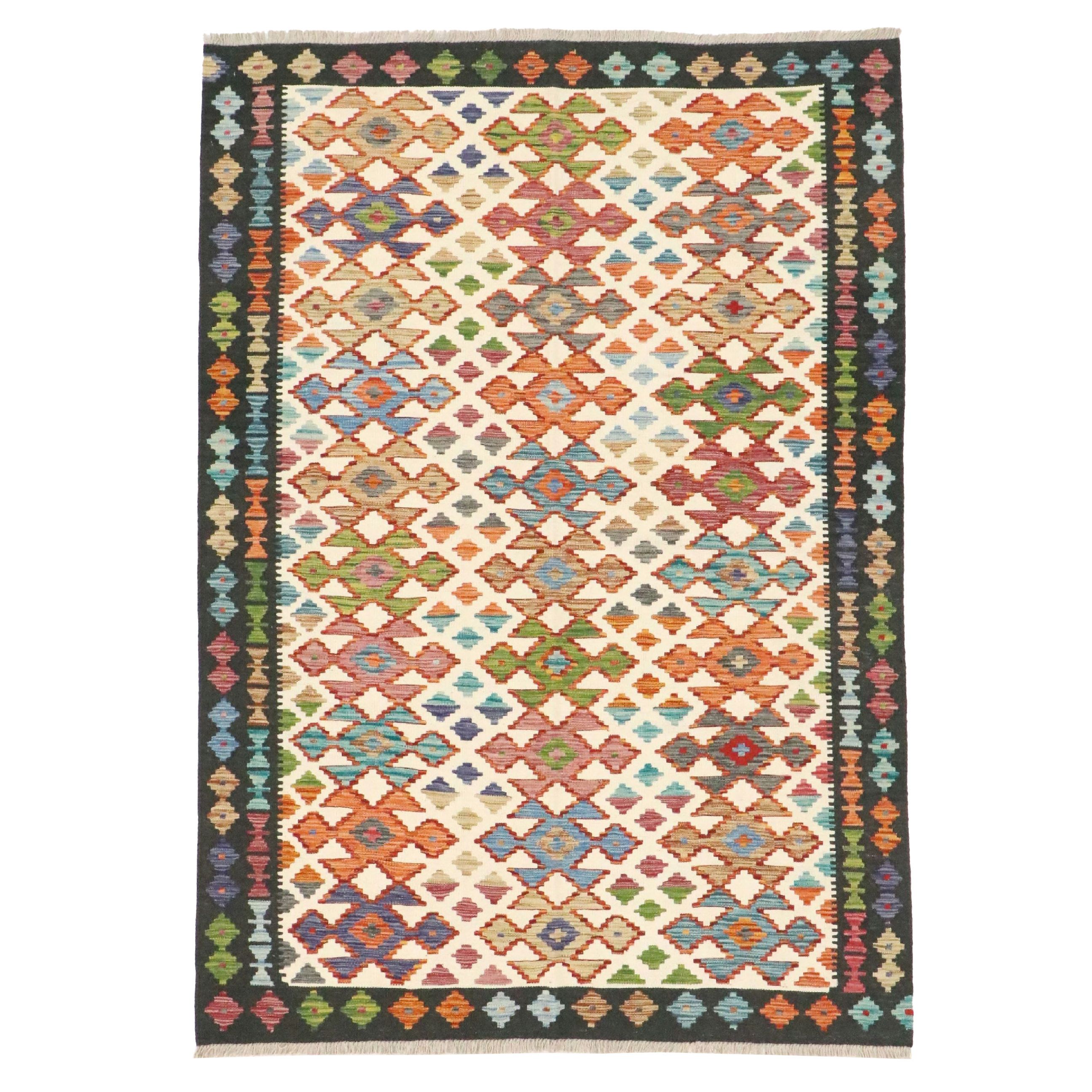 5'10 x 8'4 Handwoven Pakistani Kilim Area Rug