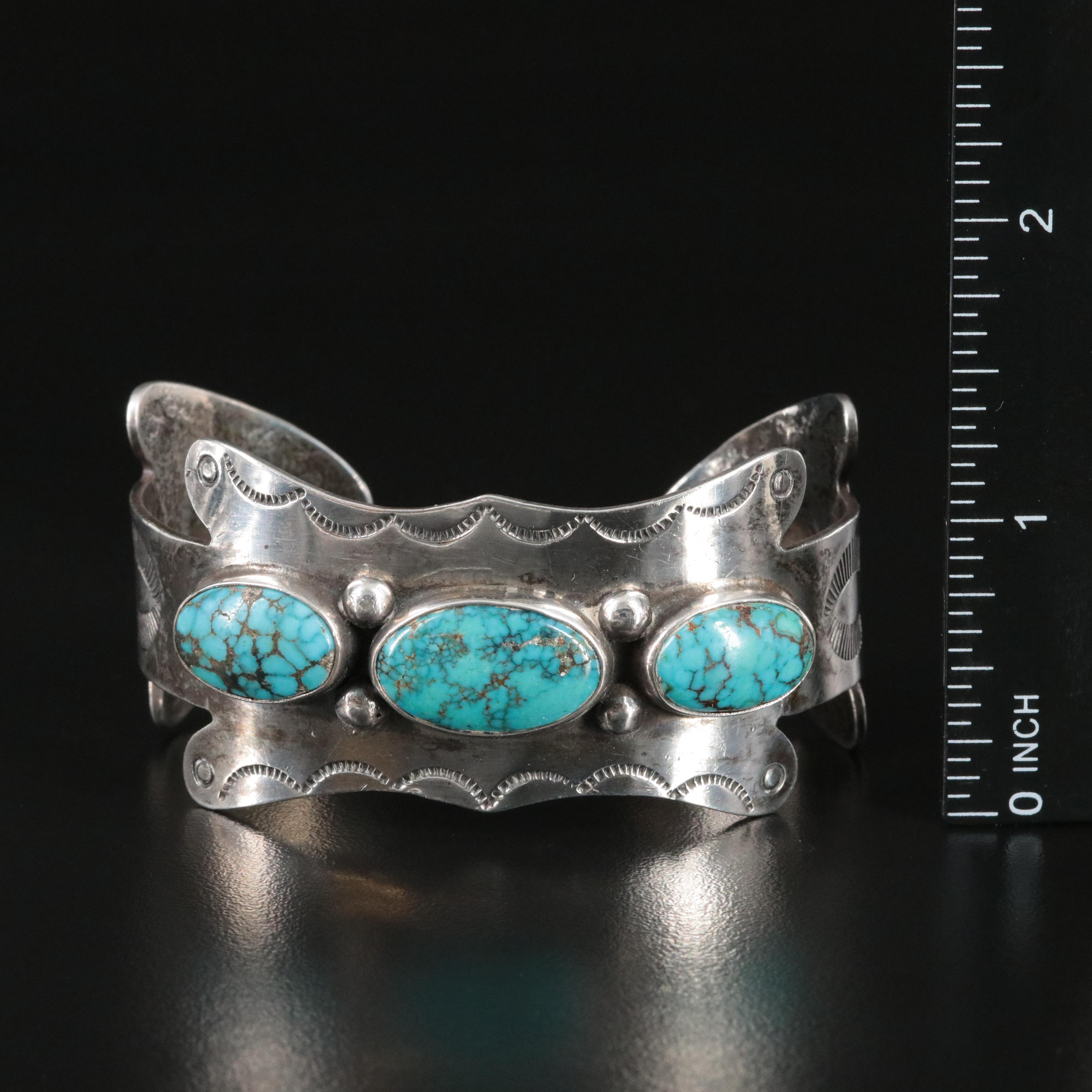 Southwestern Sterling Turquoise Double Arrow Cuff