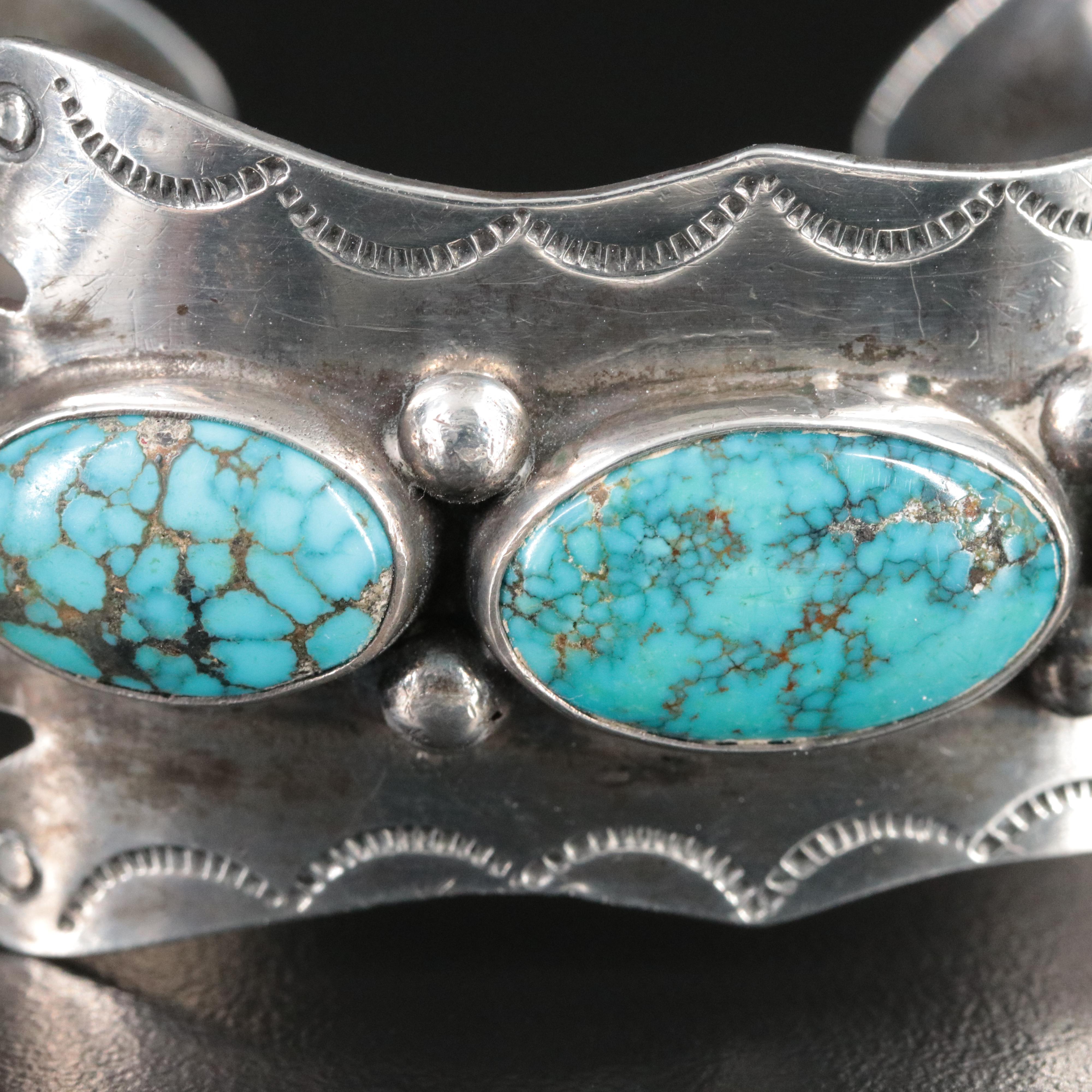 Southwestern Sterling Turquoise Double Arrow Cuff