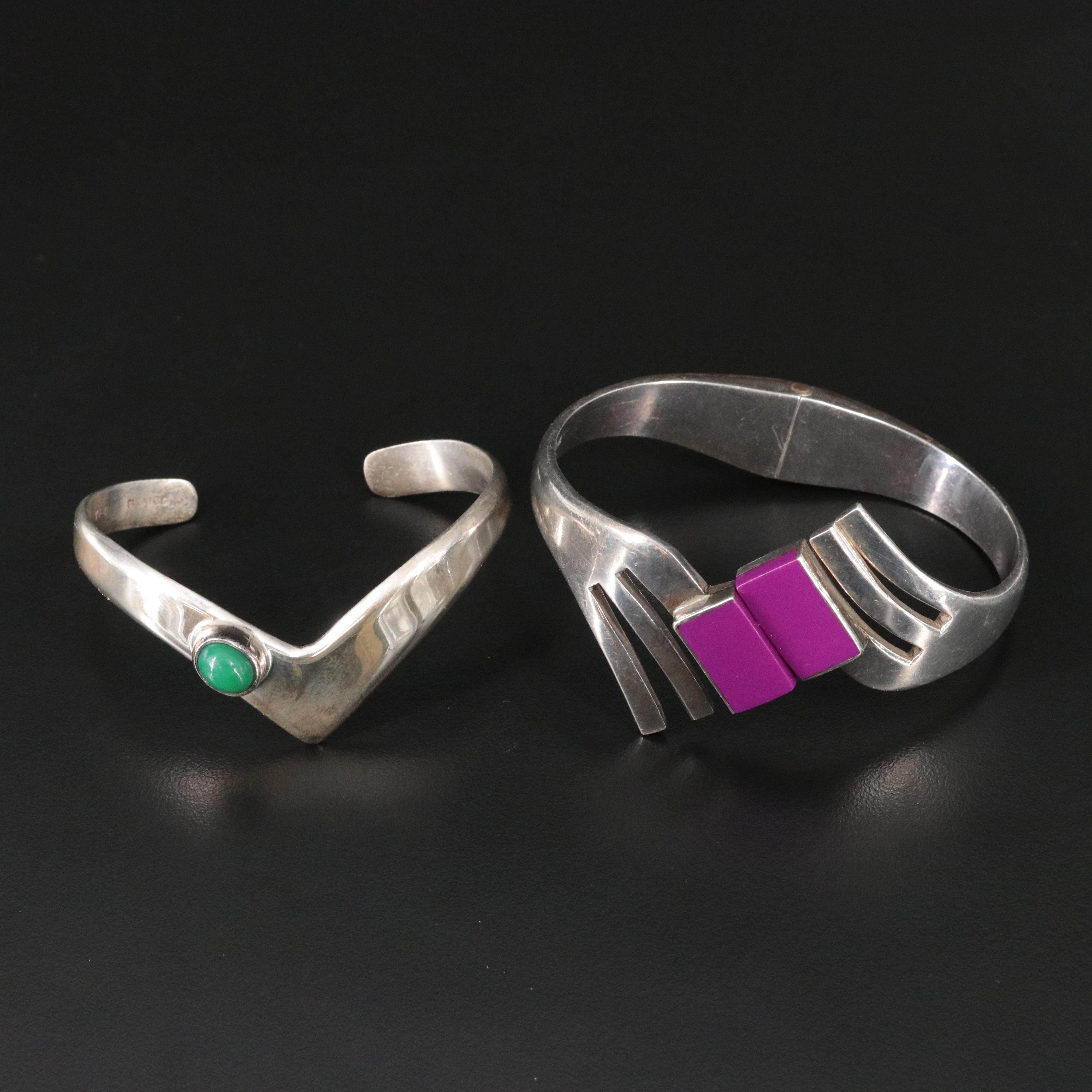 Mexican Sterling Hinged and Cuff Bracelets