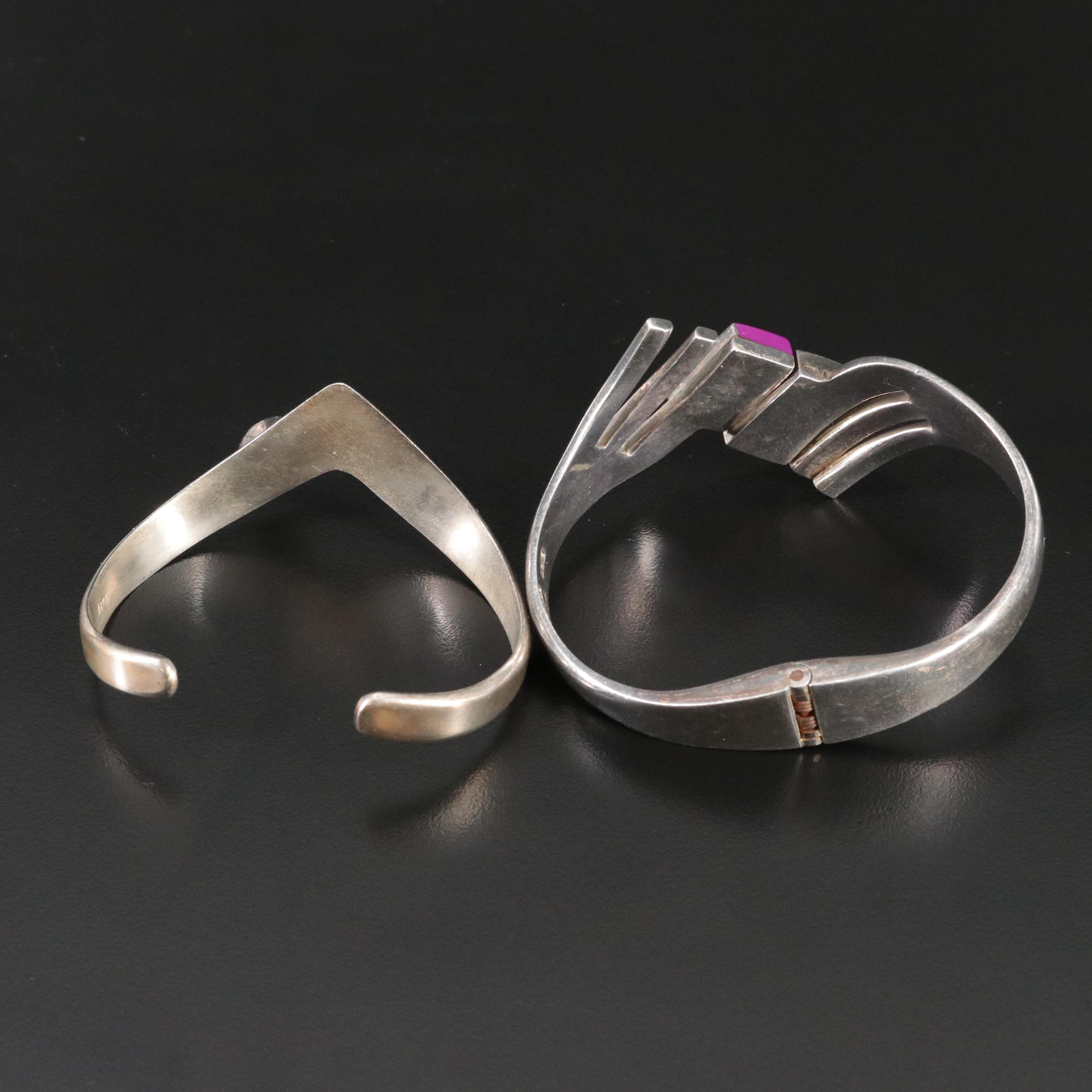 Mexican Sterling Hinged and Cuff Bracelets