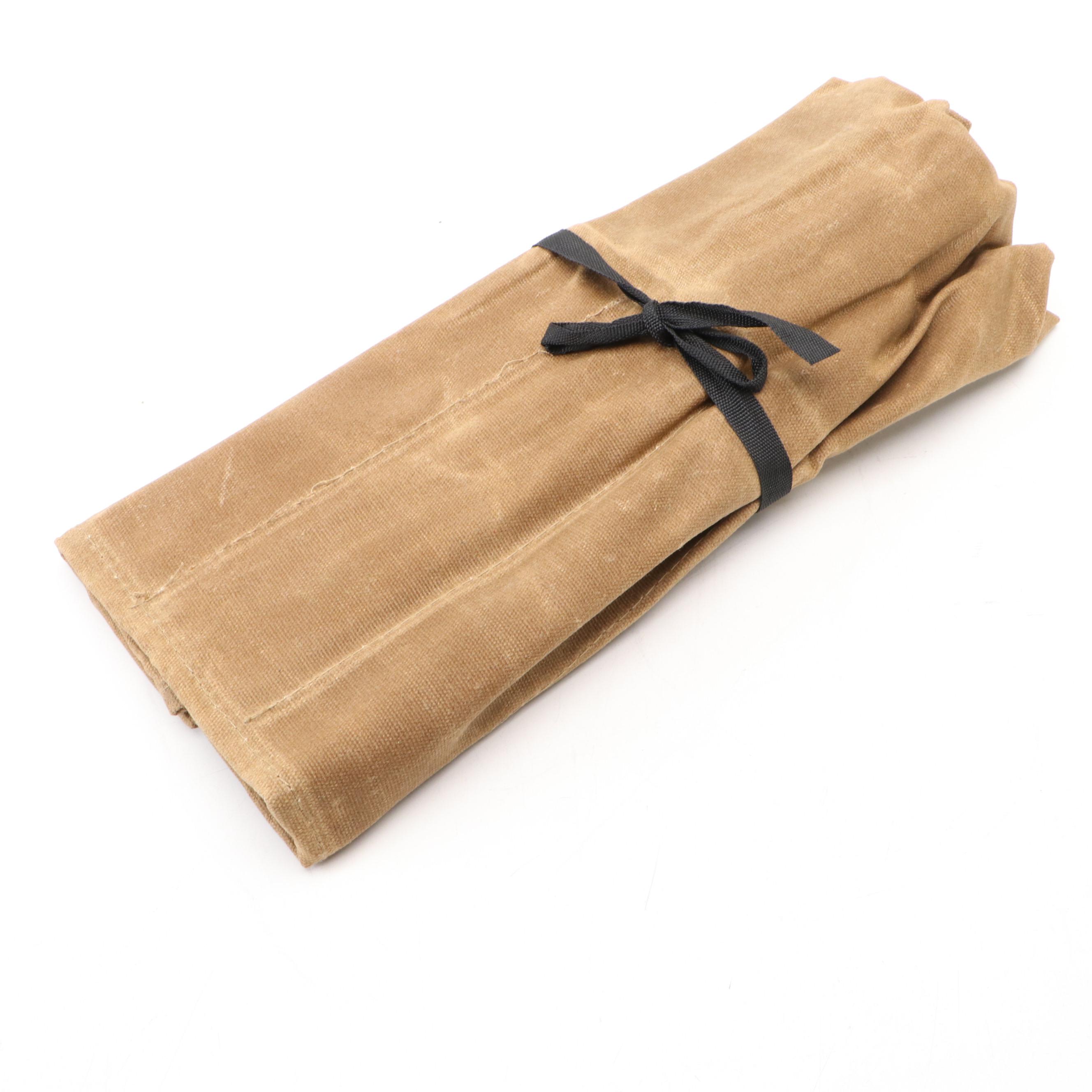 Japanese Style Etched Stainless Steel Chef's Knife Set in Canvas Roll