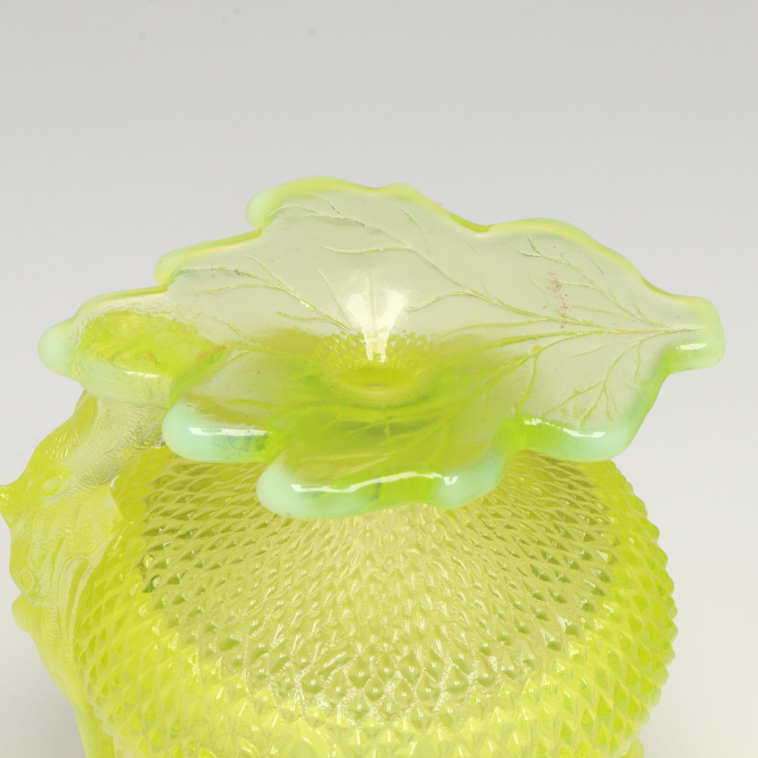 Mosser "Eye Winker" and "Acorn" Vaseline Glass Spoon Holders with More Glass