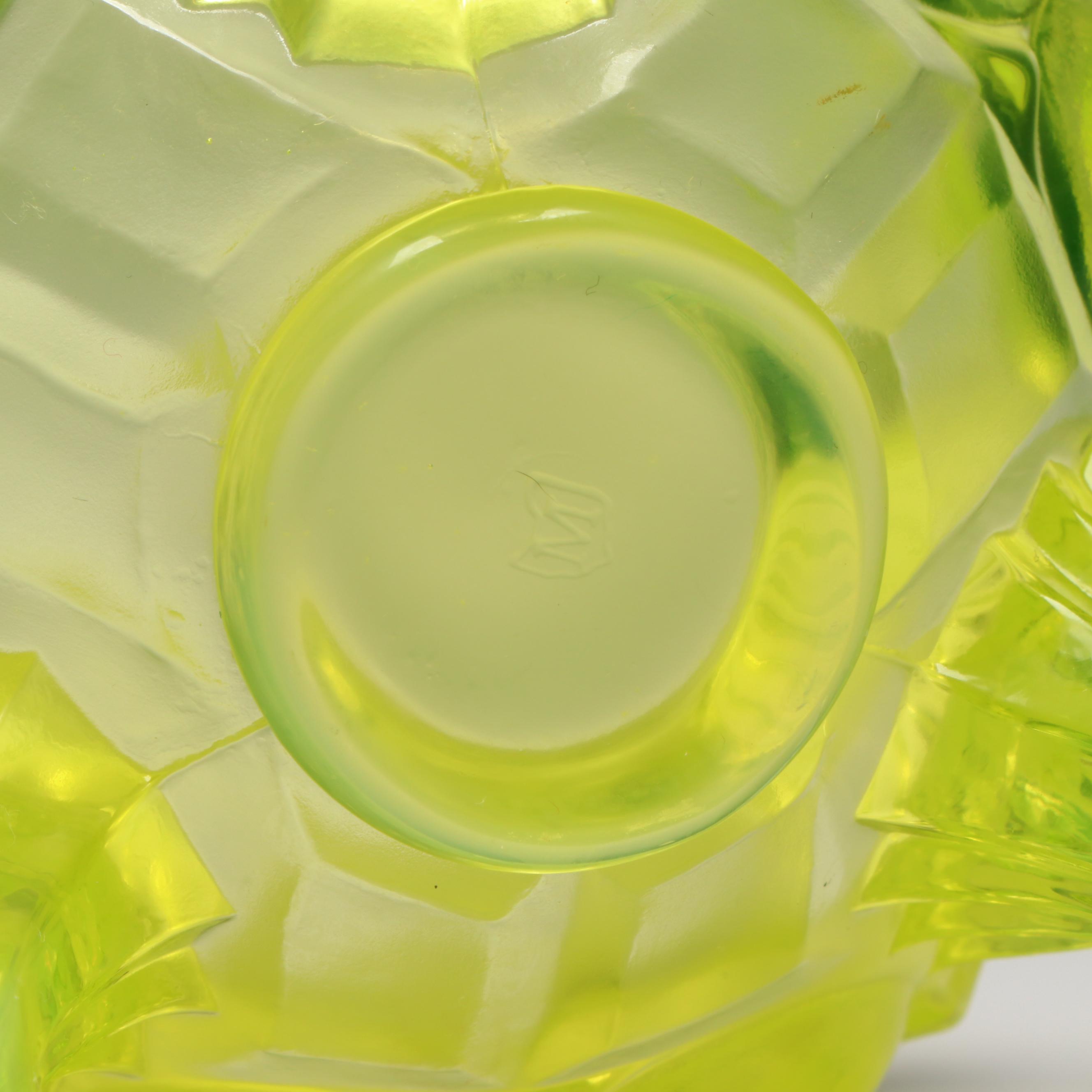 Mosser "Eye Winker" and "Acorn" Vaseline Glass Spoon Holders with More Glass