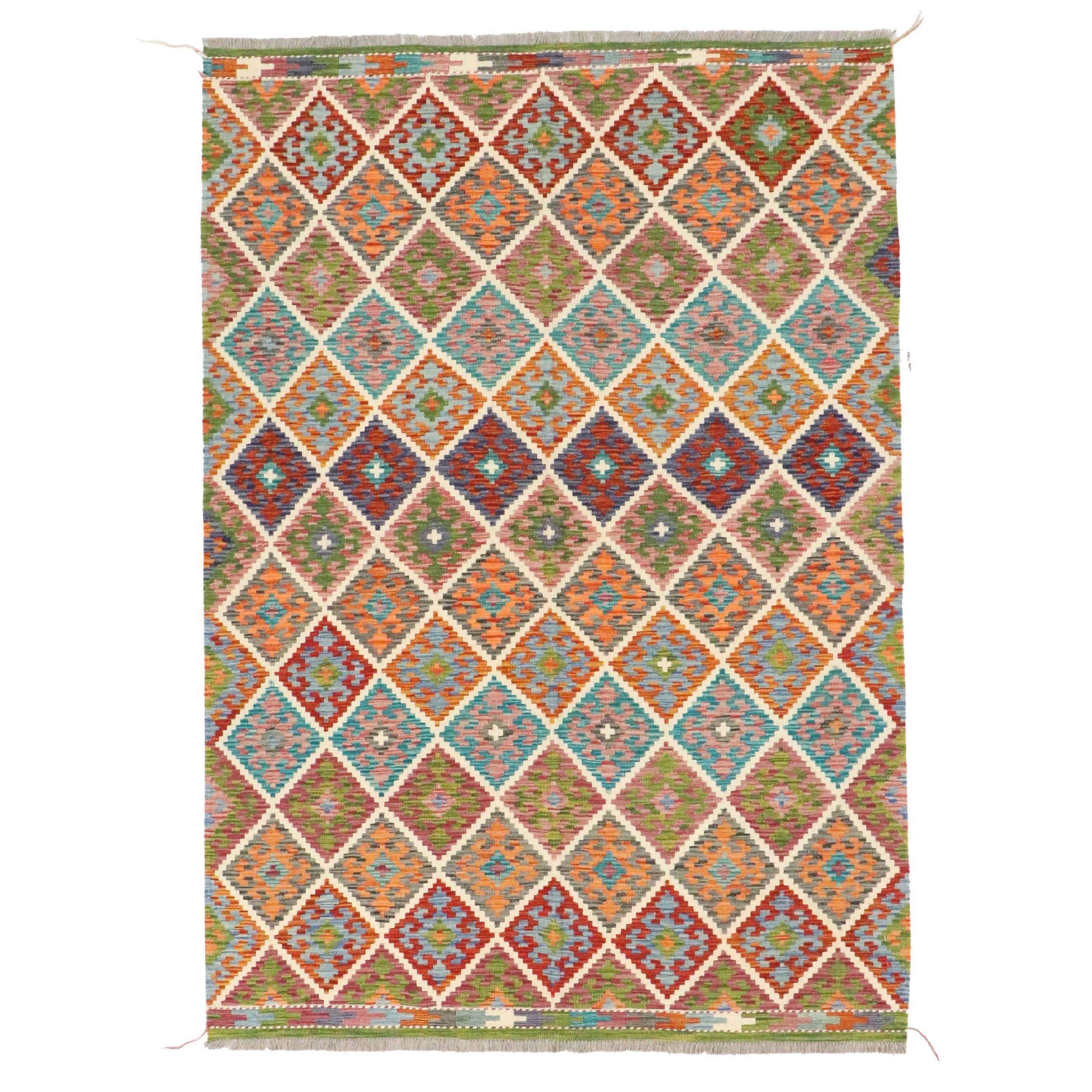 5'8 x 8'9 Handwoven Pakistani Kilim Area Rug