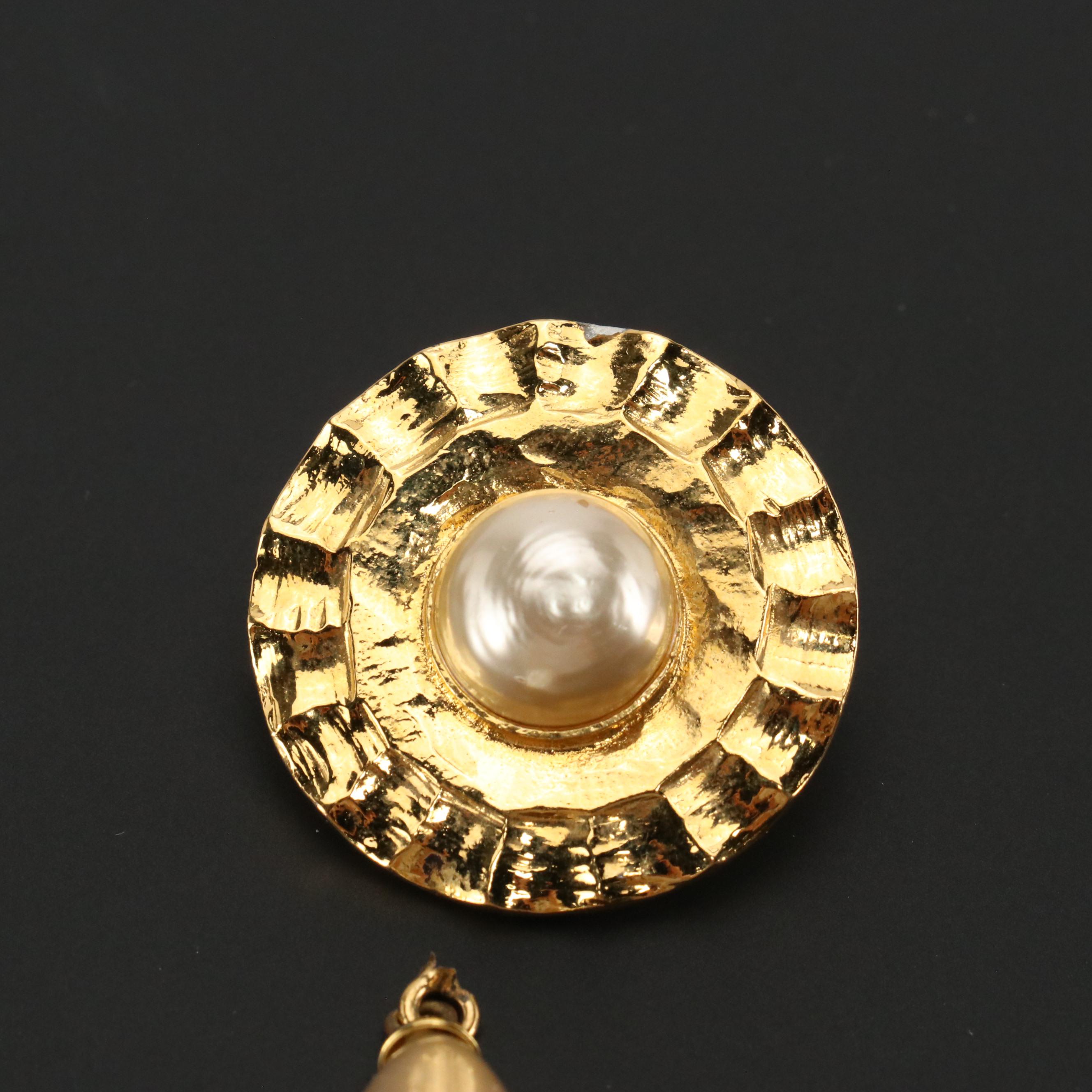 Chanel Faux Pearl Drop Earrings with Box