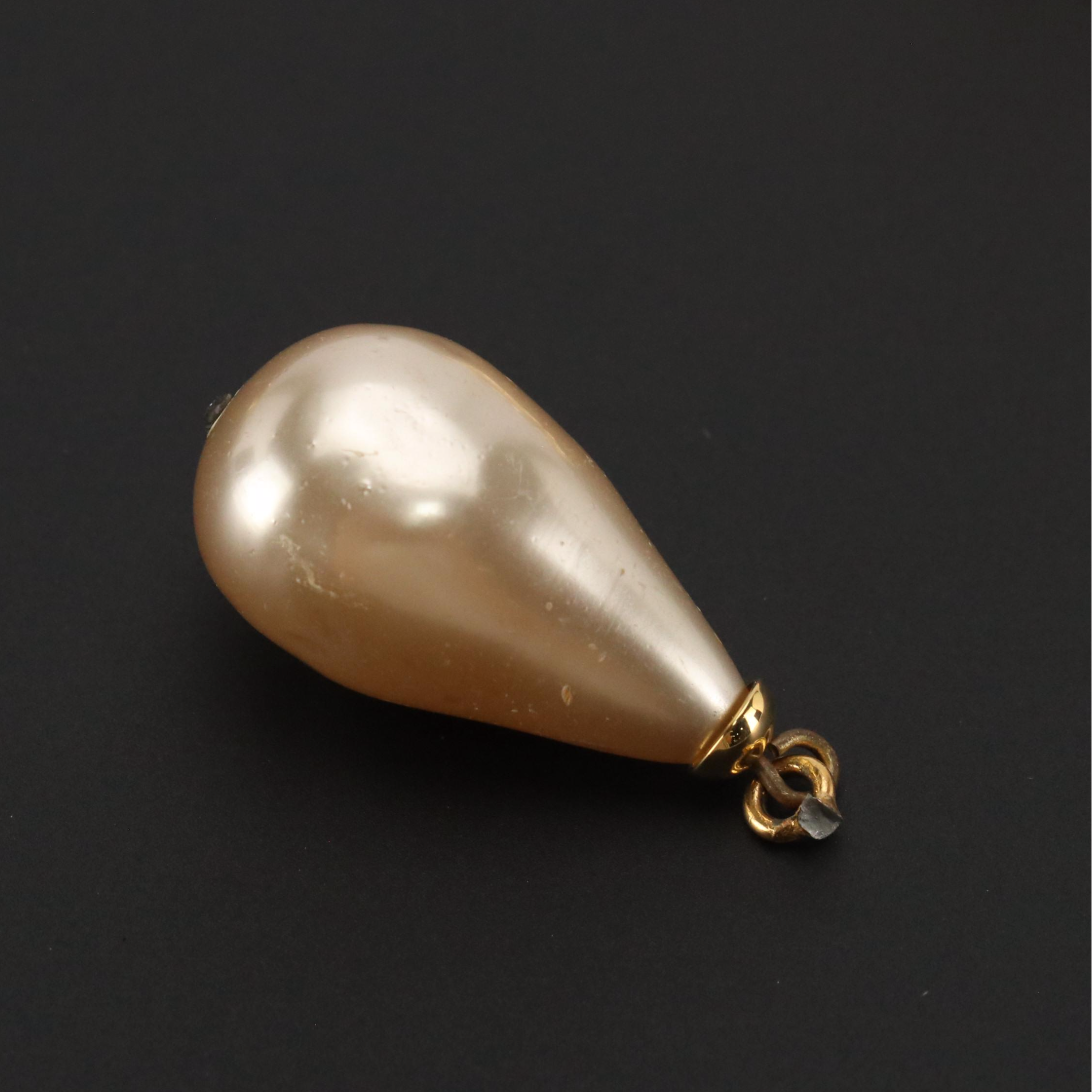 Chanel Faux Pearl Drop Earrings with Box