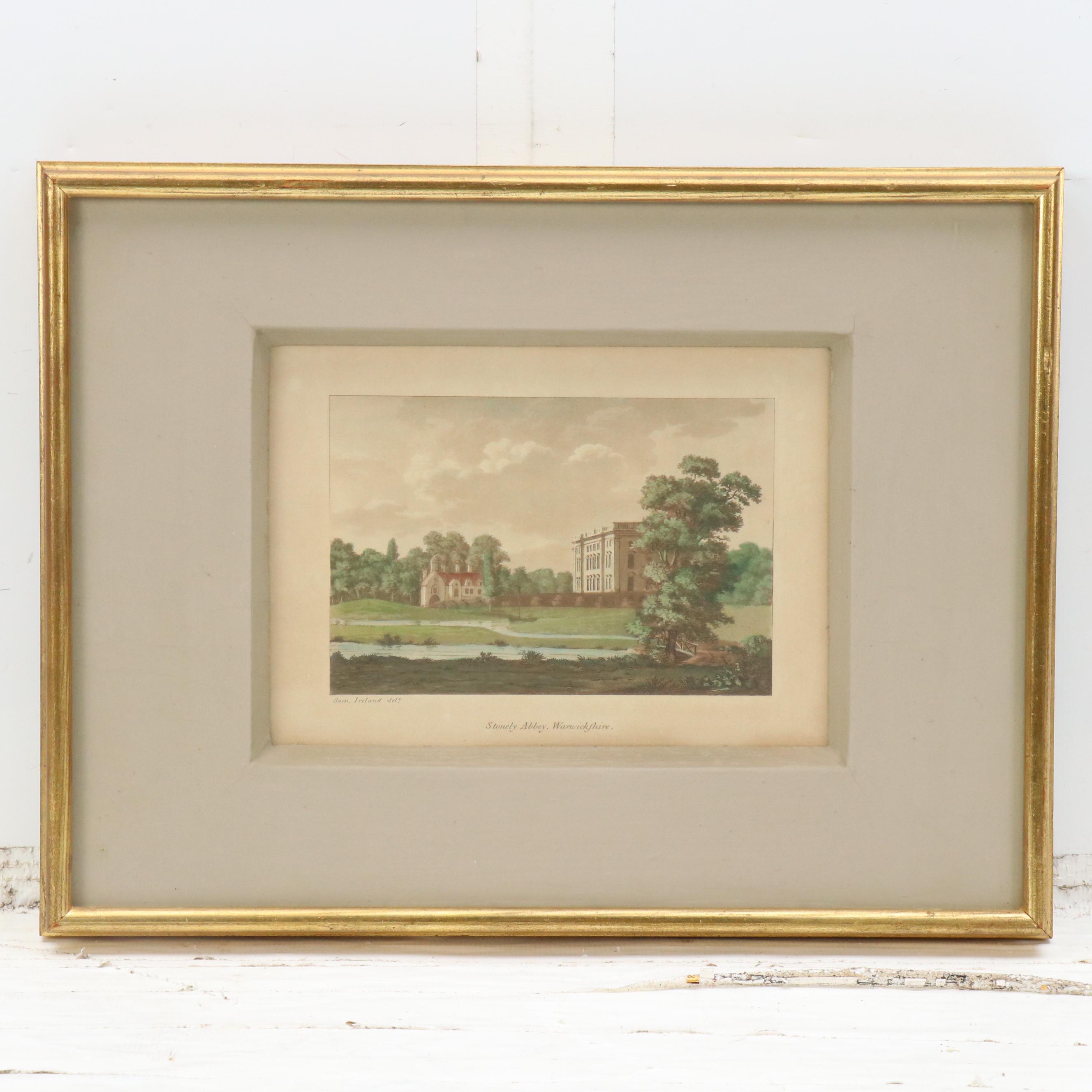 Hand-Colored Aquatint After Samuel Ireland "Stonely Abbey, Warwickſhire"