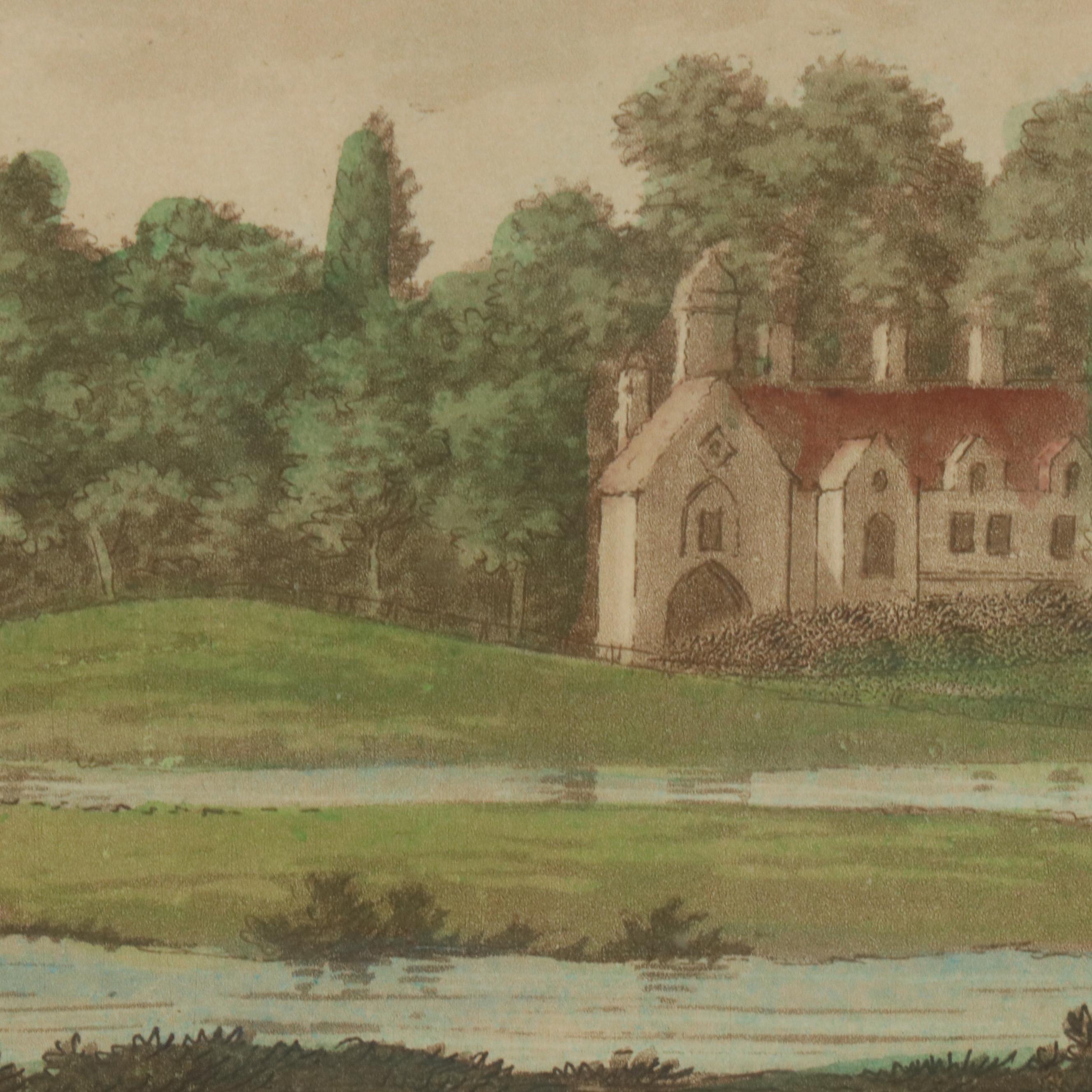 Hand-Colored Aquatint After Samuel Ireland "Stonely Abbey, Warwickſhire"