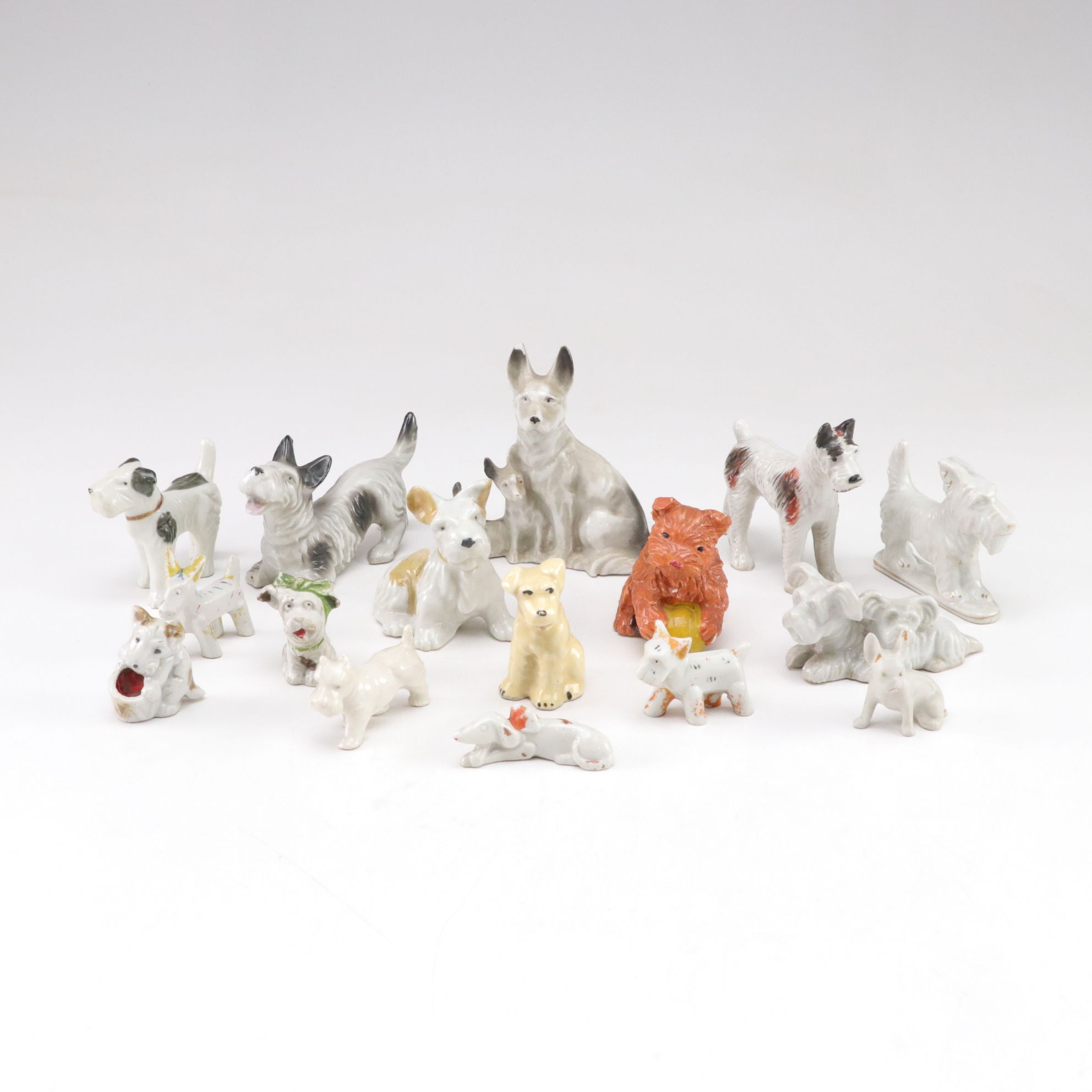 Japanese Porcelain Dog Figurine Collection