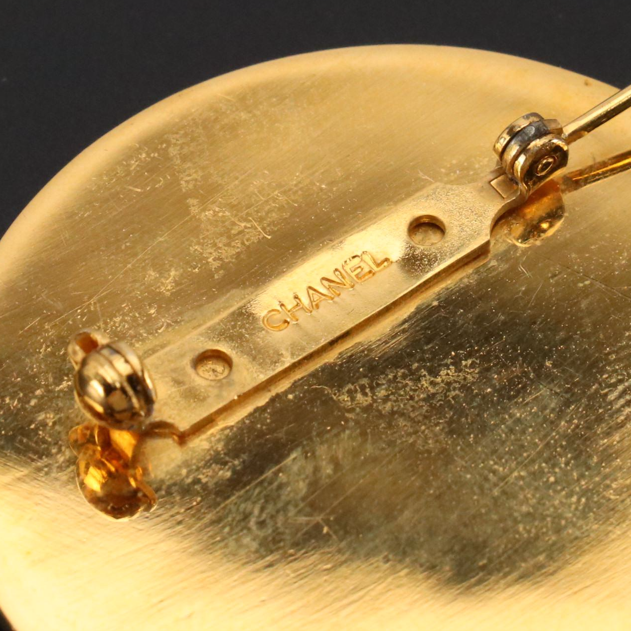 Chanel Coco Logo Round Brooch Pin