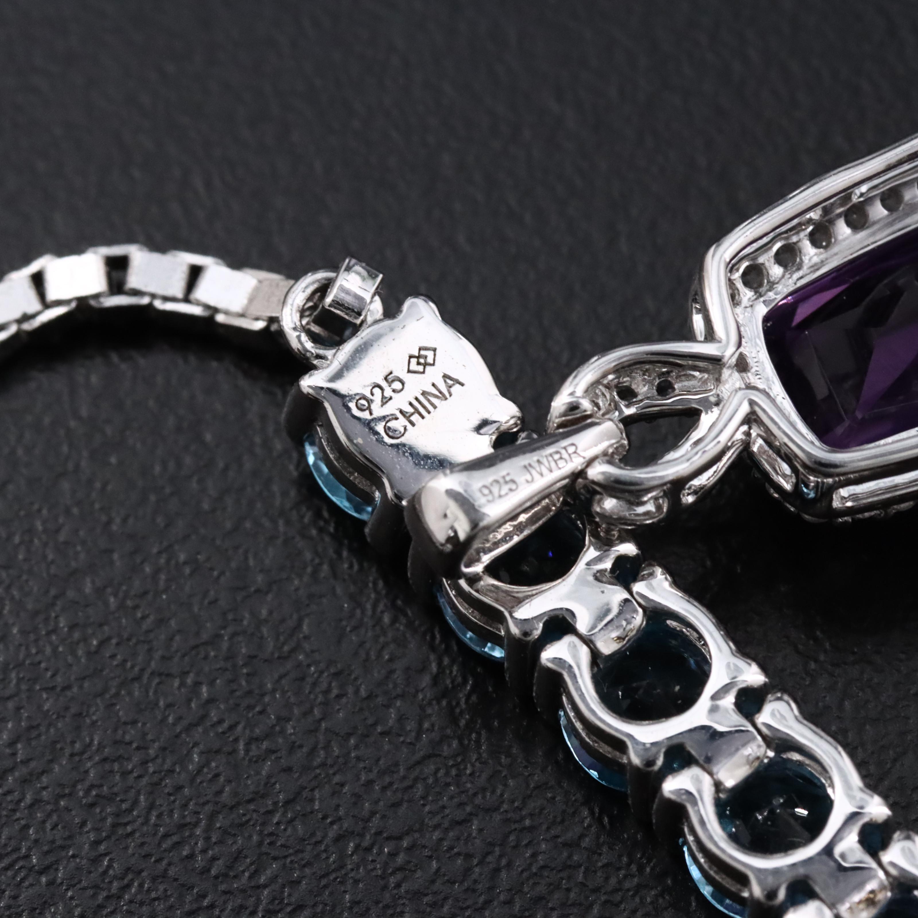 Sterling Gemstone Jewelry Including Diamonds and Amethyst