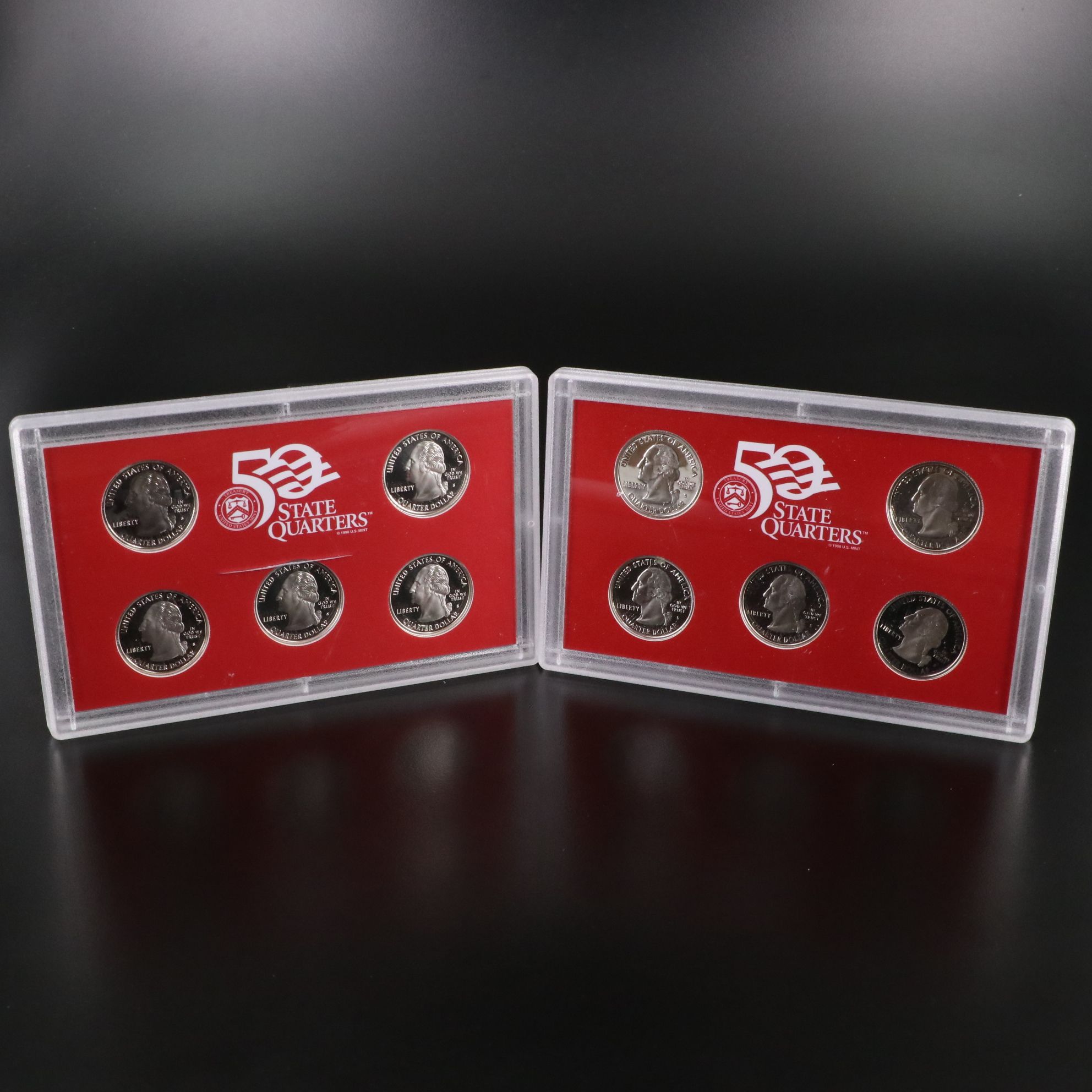 Two U.S. Mint Silver Quarter Proof Sets Including 2001 and 2002