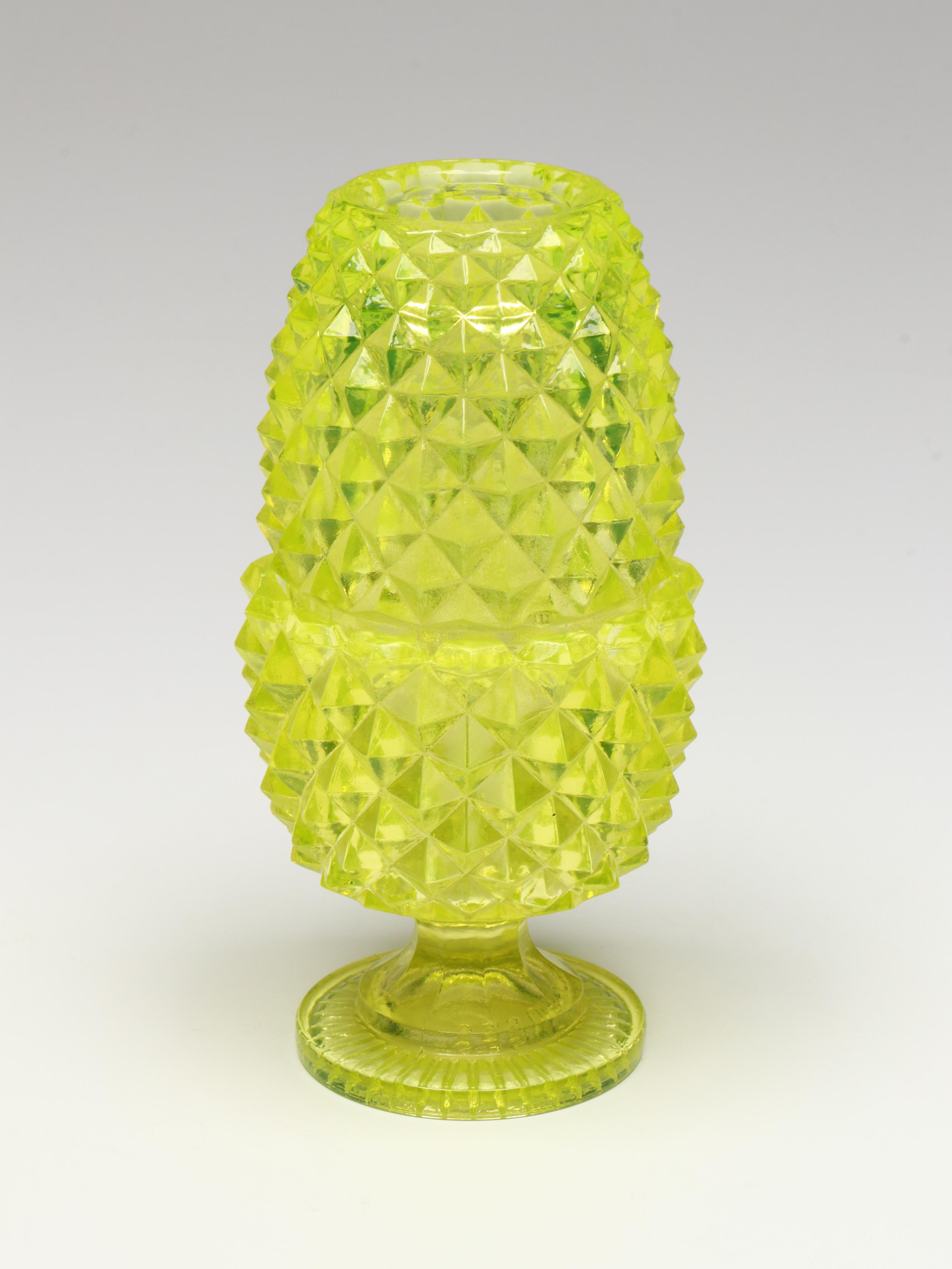 Mosser and Petite Choses Vaseline Glass Fairy Lamps with Other Pineapple Lamp