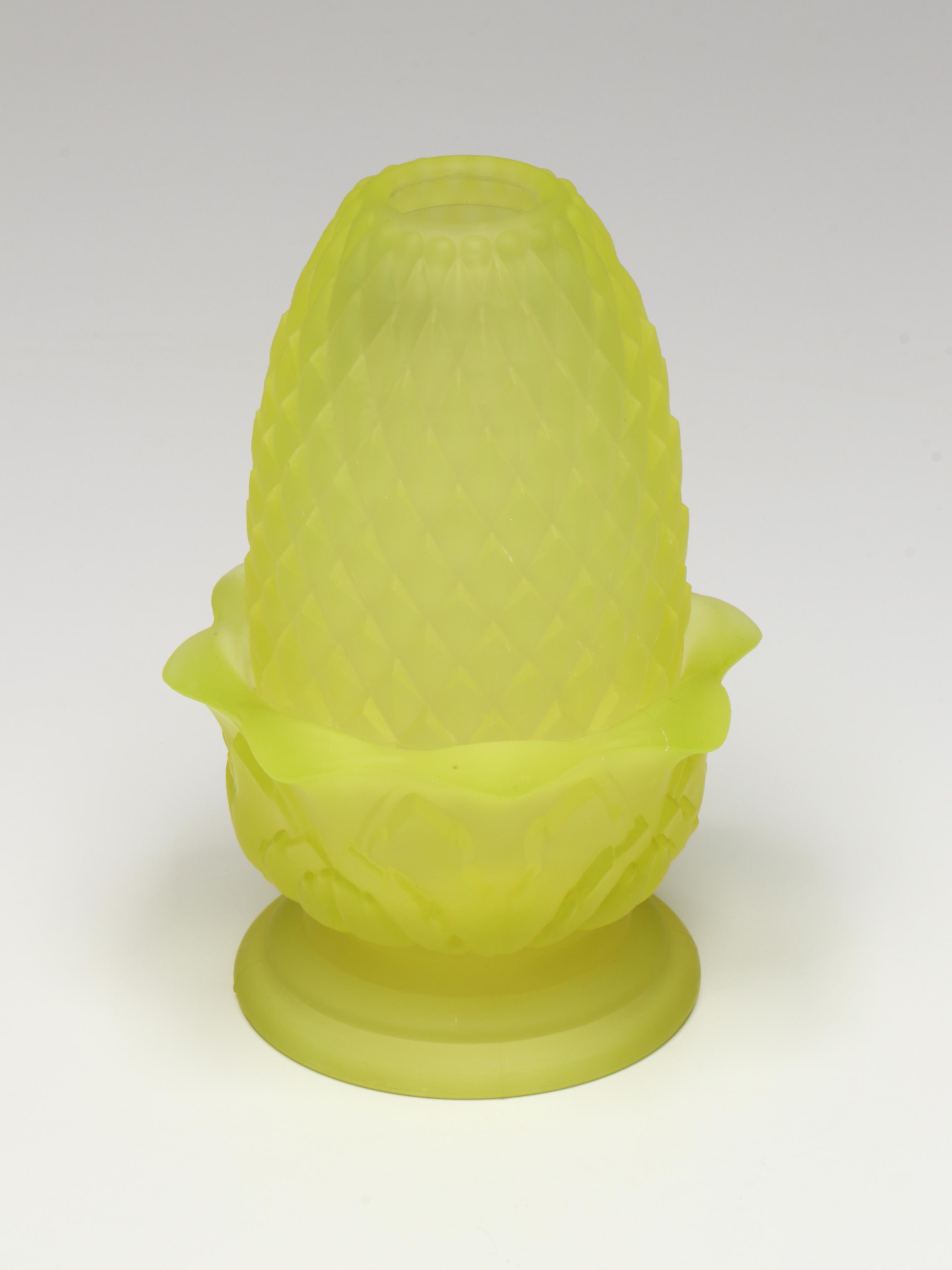 Mosser and Petite Choses Vaseline Glass Fairy Lamps with Other Pineapple Lamp
