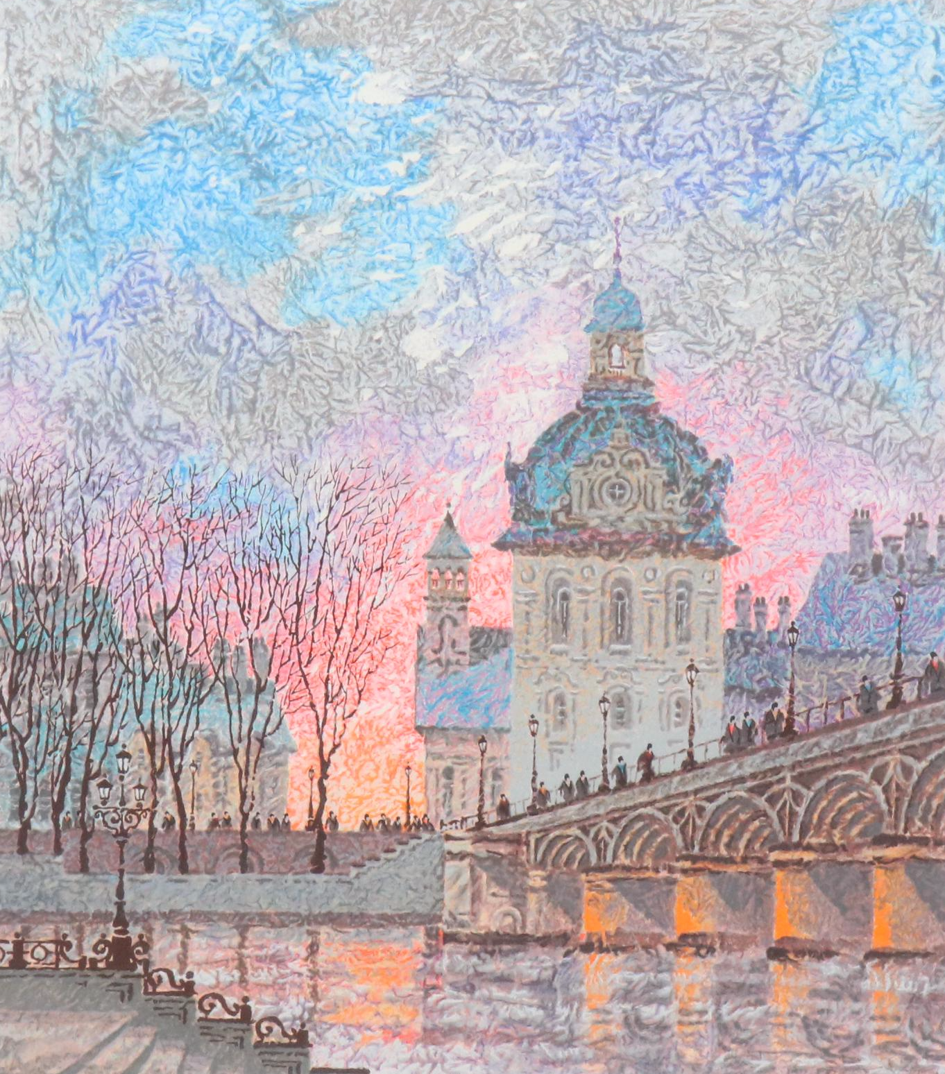 Anatole Krasynansky Winter Cityscape Serigraph